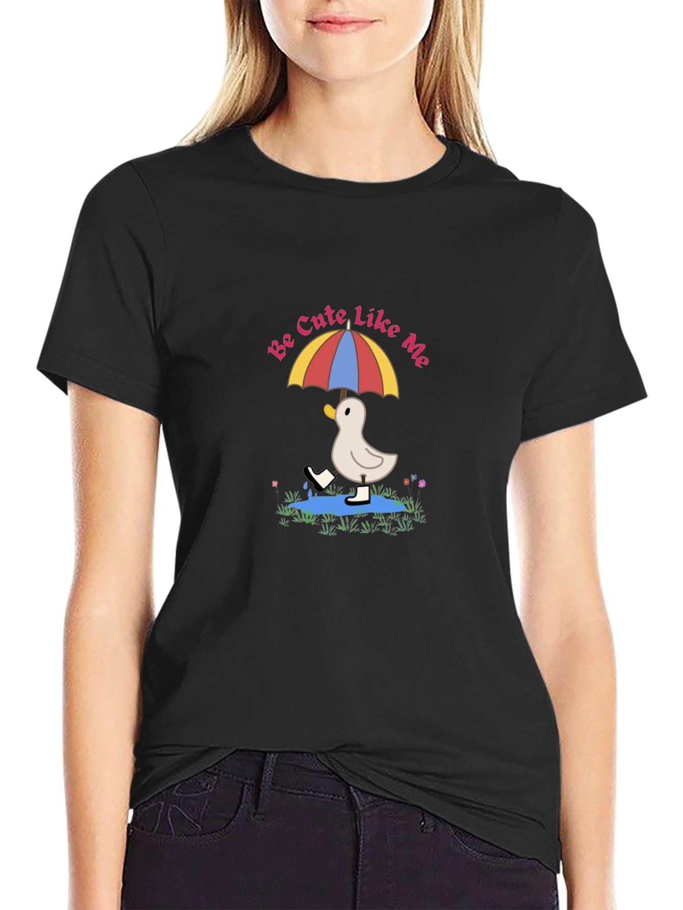 Cute Duckling Under Umbrella T-Shirt