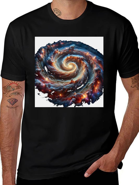 Swirling Galaxy Graphic Tee - Black Cotton Comfort