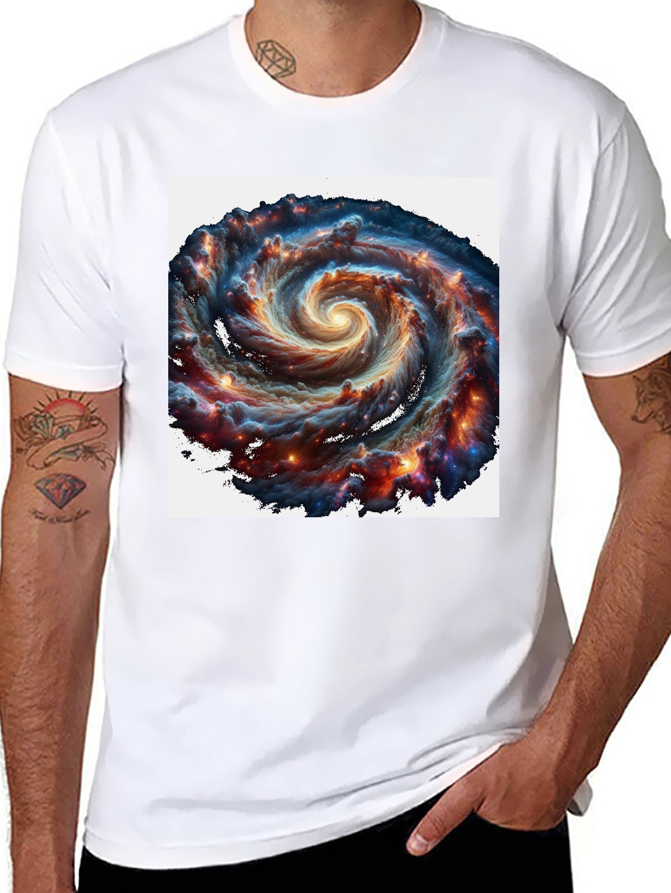 Swirling Galaxy Graphic Tee - Black Cotton Comfort