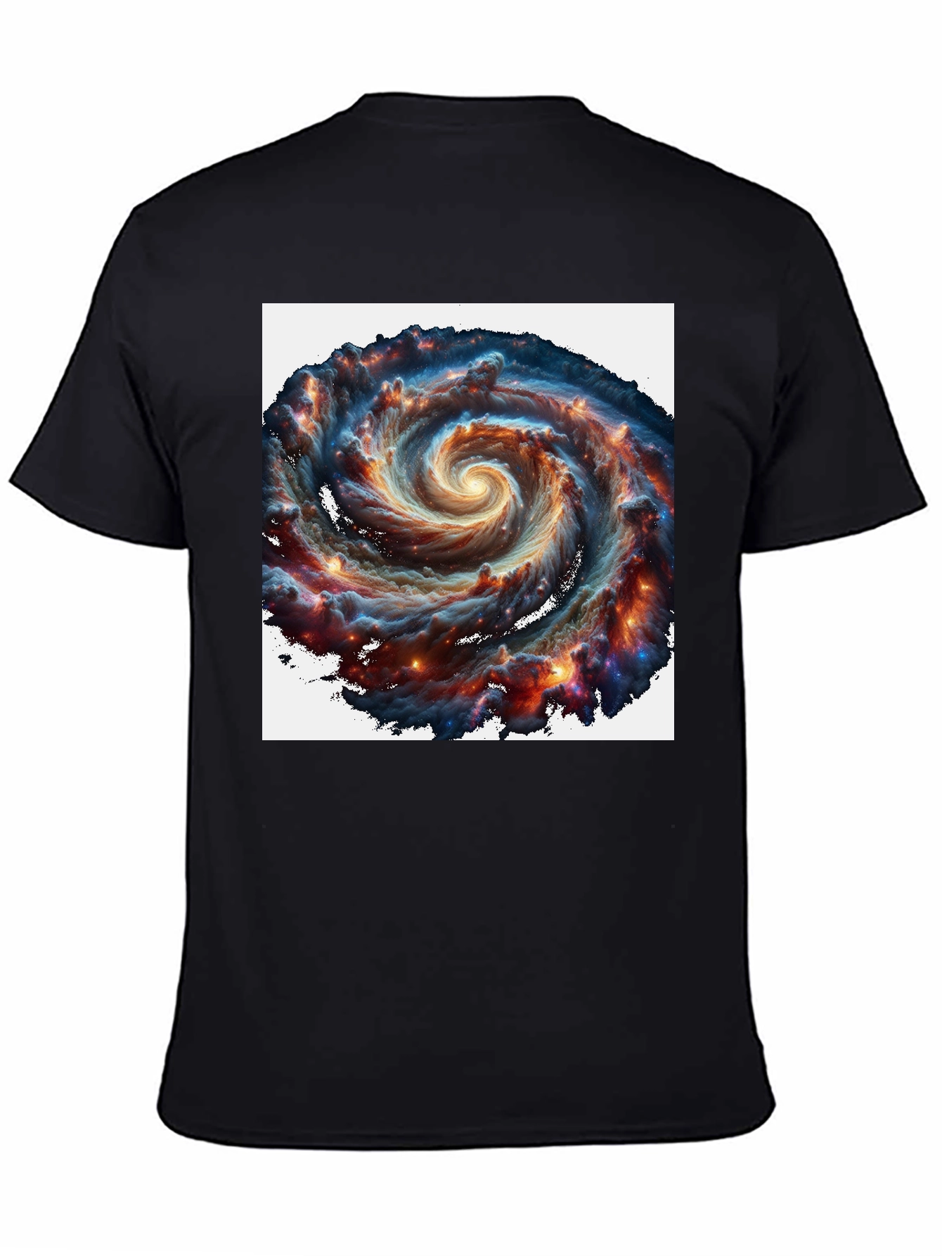 Swirling Galaxy Graphic Tee - Black Cotton Comfort