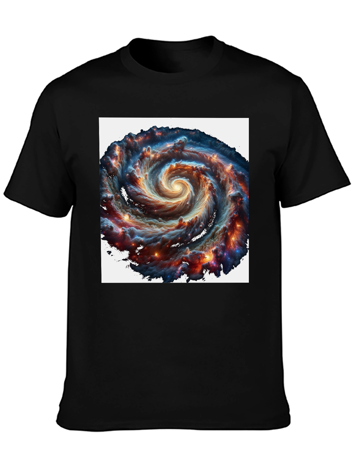 Swirling Galaxy Graphic Tee - Black Cotton Comfort