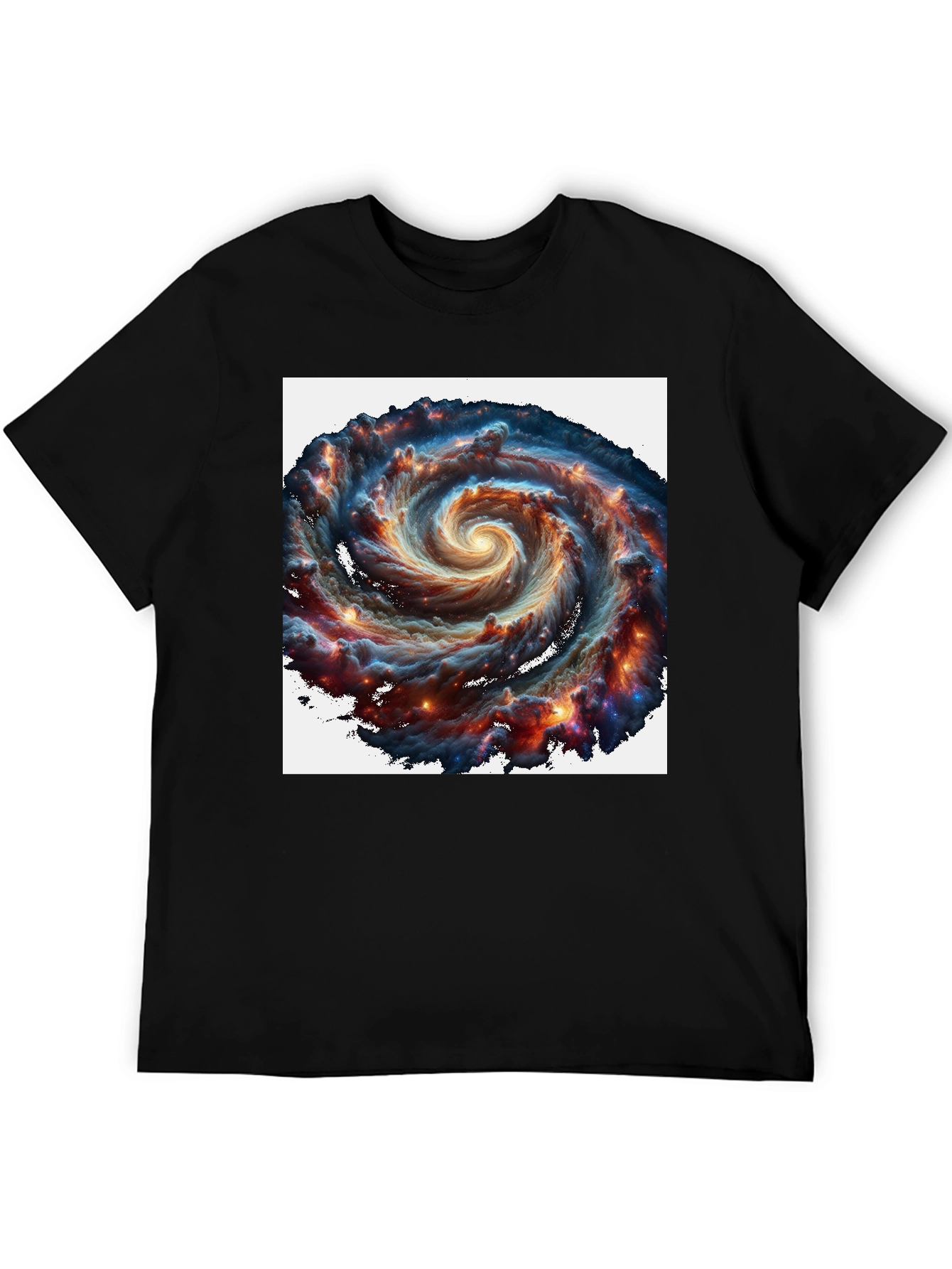 Swirling Galaxy Graphic Tee - Black Cotton Comfort