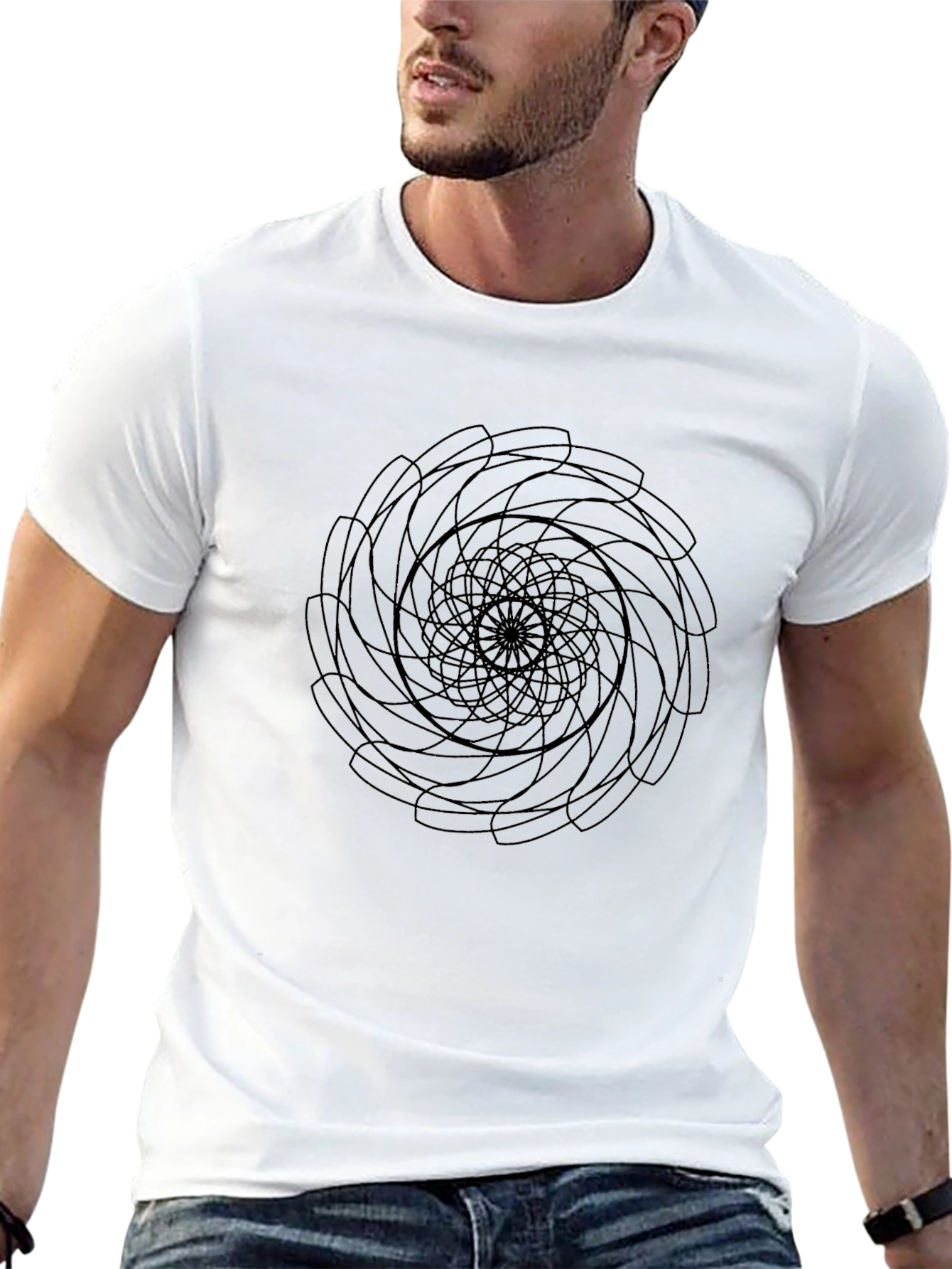 Spiral Graphic Print Mens Black T-Shirt