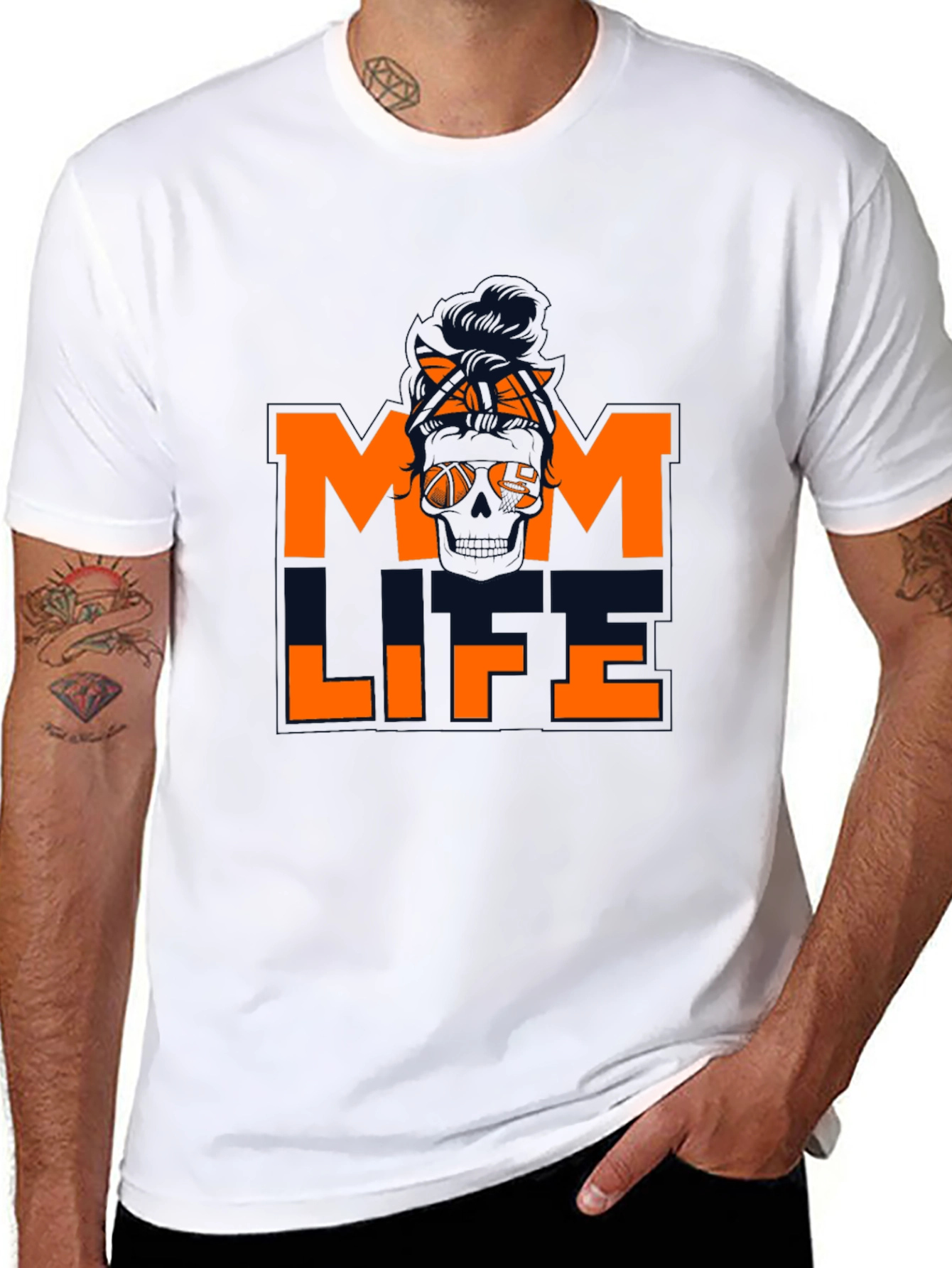 Mom Life Skull Graphic Tee - Black