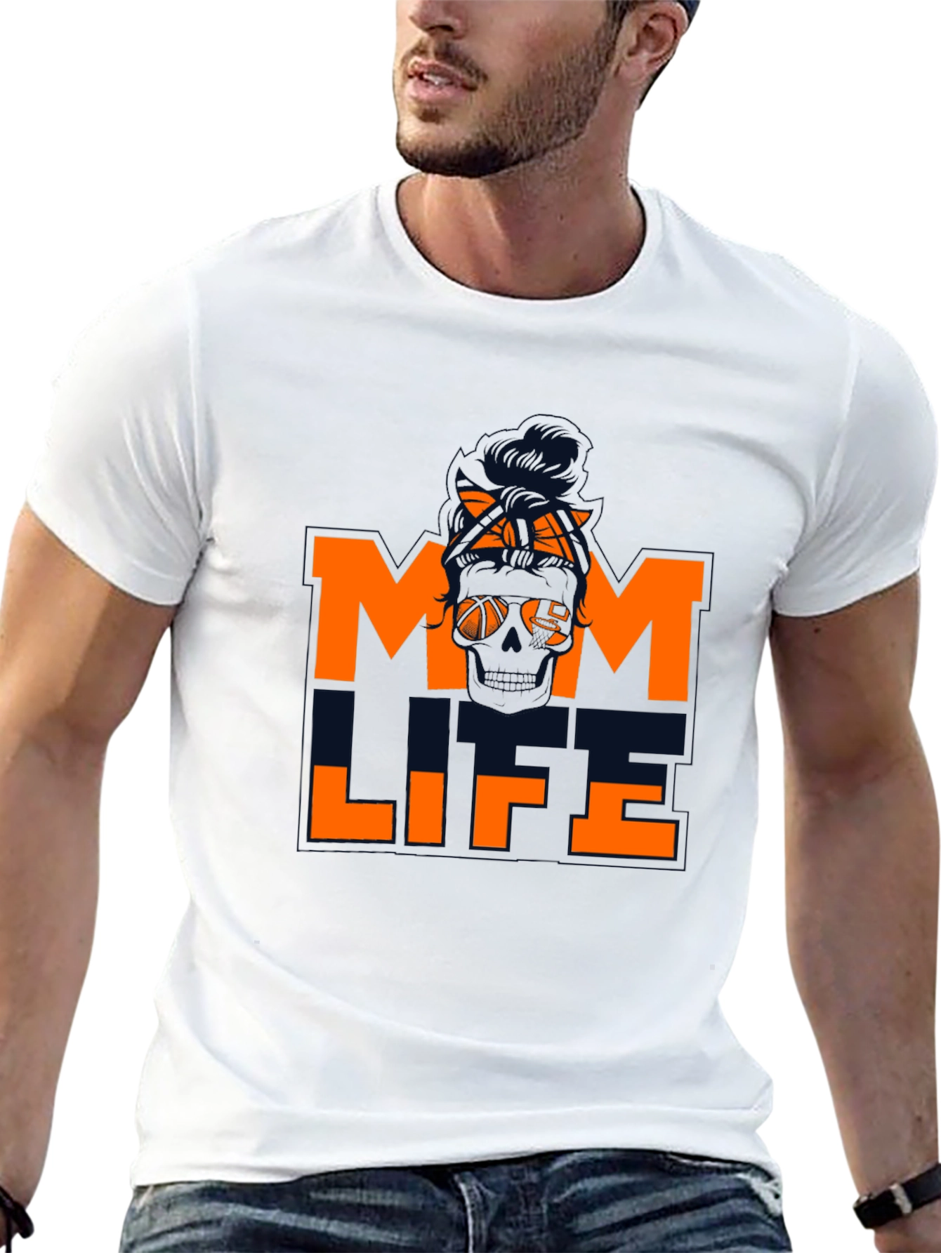Mom Life Skull Graphic Tee - Black