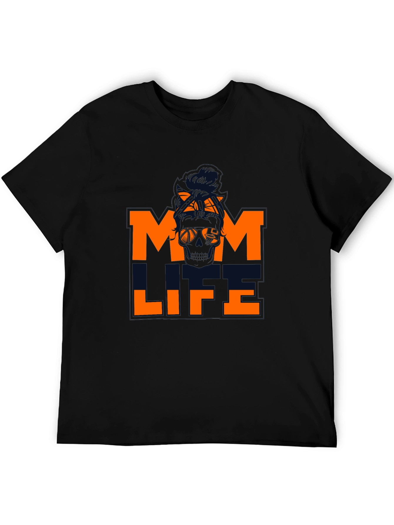 Mom Life Skull Graphic Tee - Black