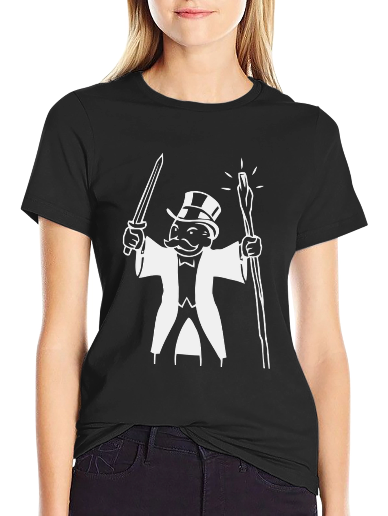 Monopoly Man Graphic T-Shirt - Black