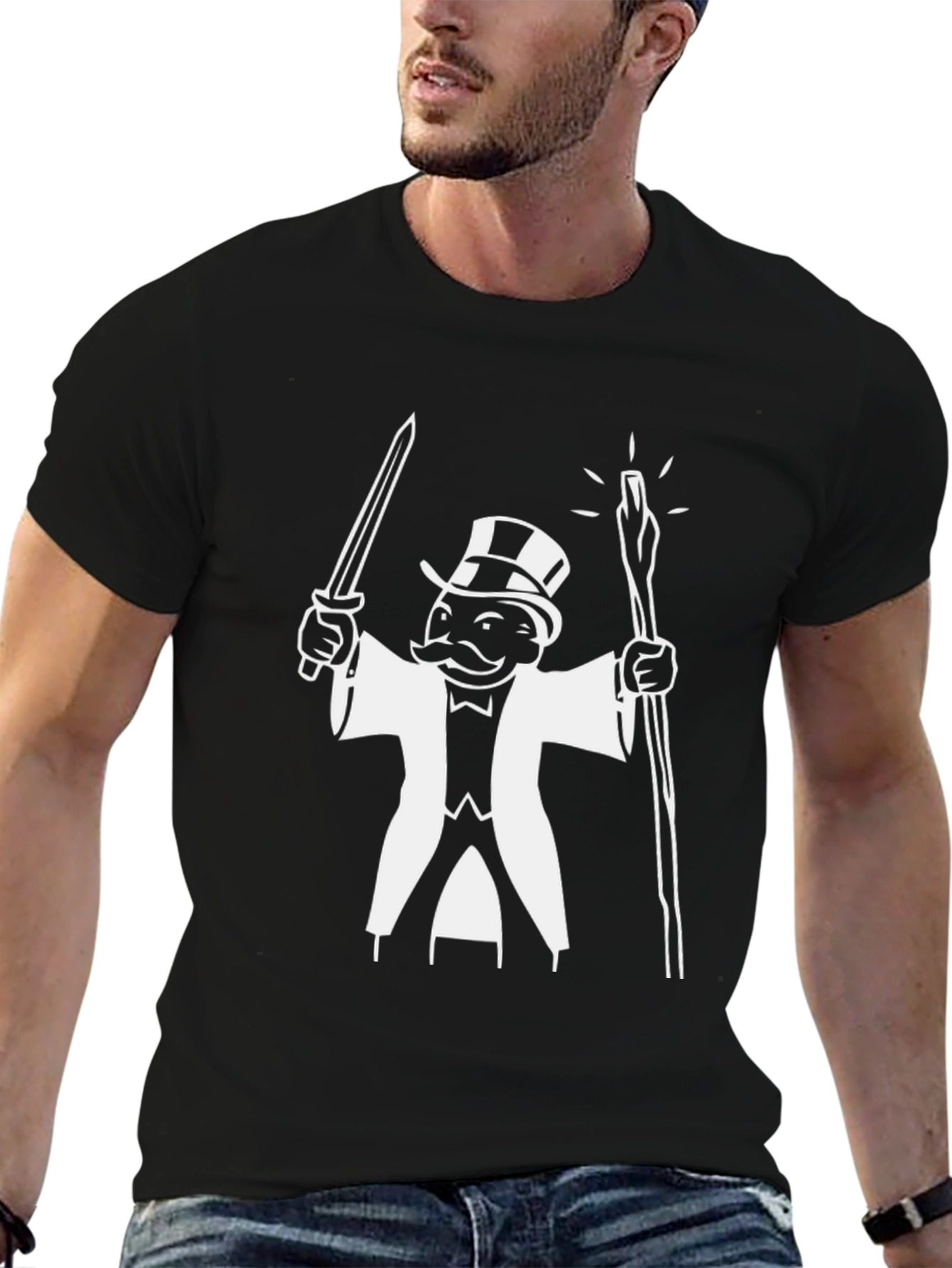 Monopoly Man Graphic T-Shirt - Black