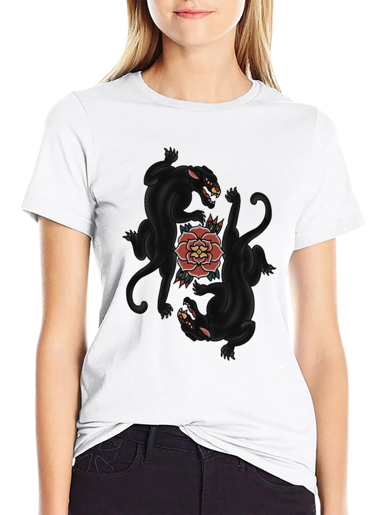 Black Panther & Rose Graphic Tee