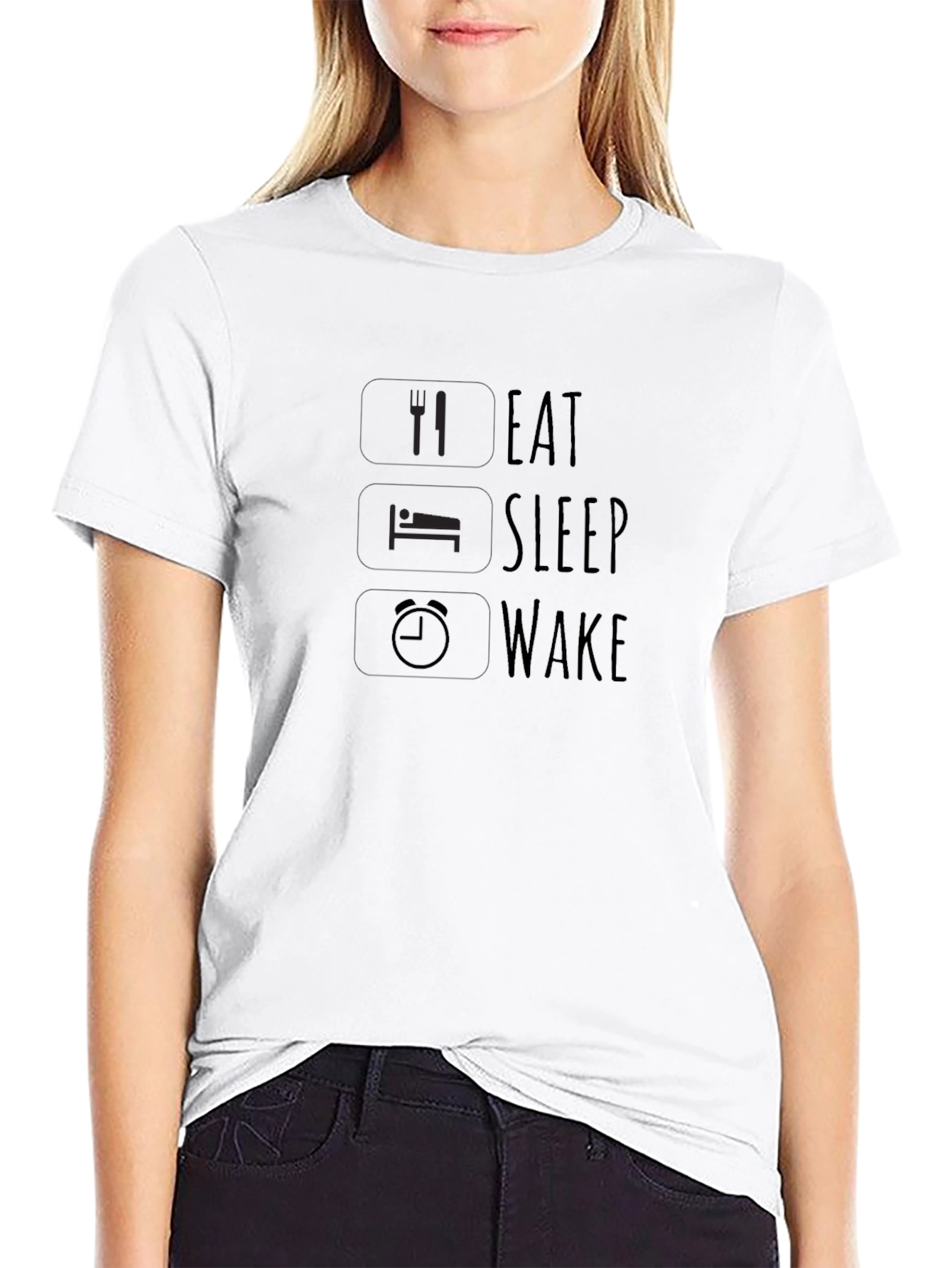 Eat Sleep Wake T-Shirt - Black Graphic Tee