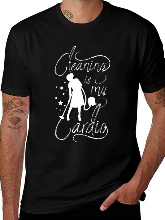 Cleaning is My Cardio Graphic Tee - Black
