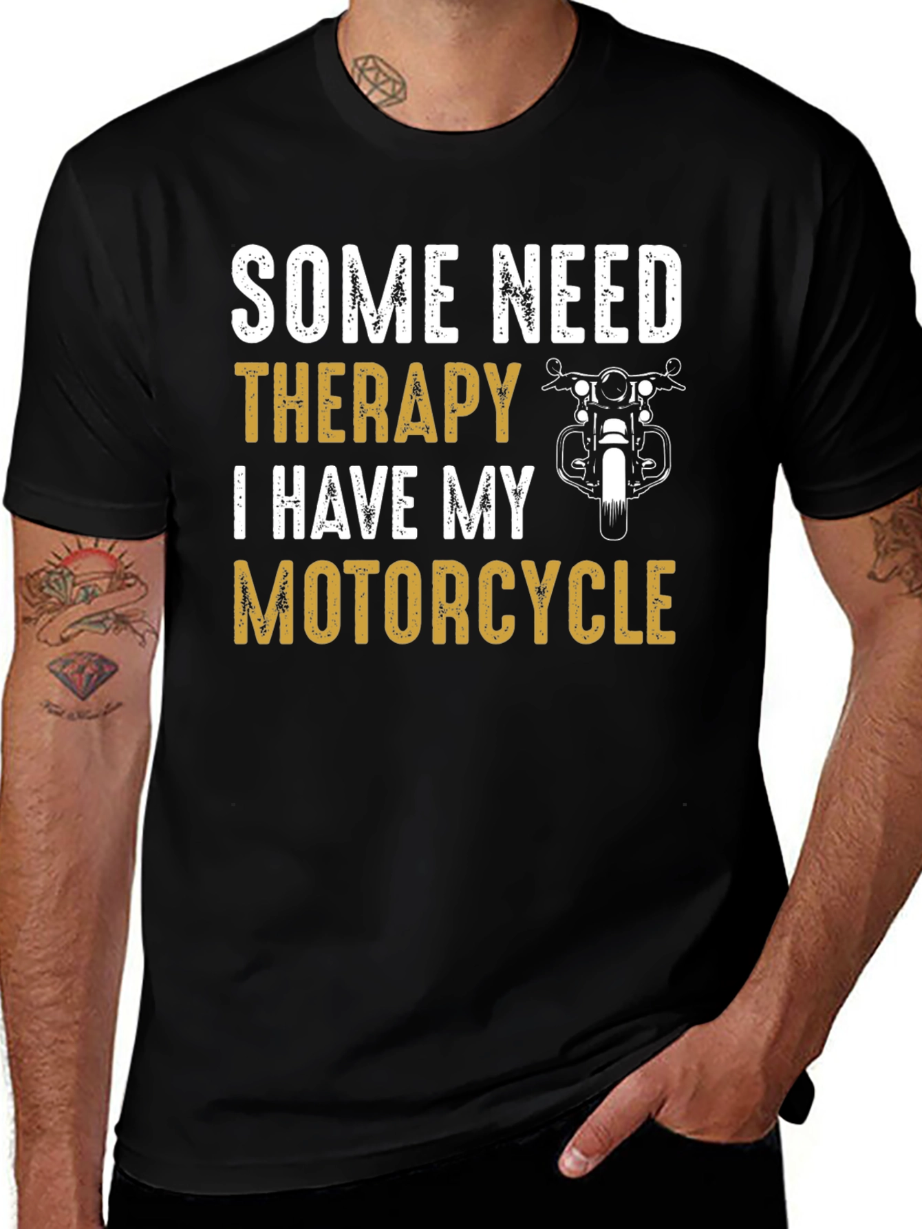 Motorcycle Therapy Graphic Tee - Black