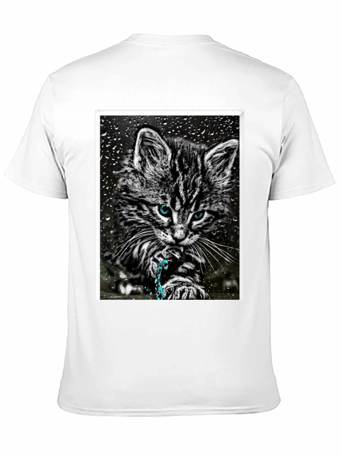 Cat on Rainy Window Graphic T-Shirt