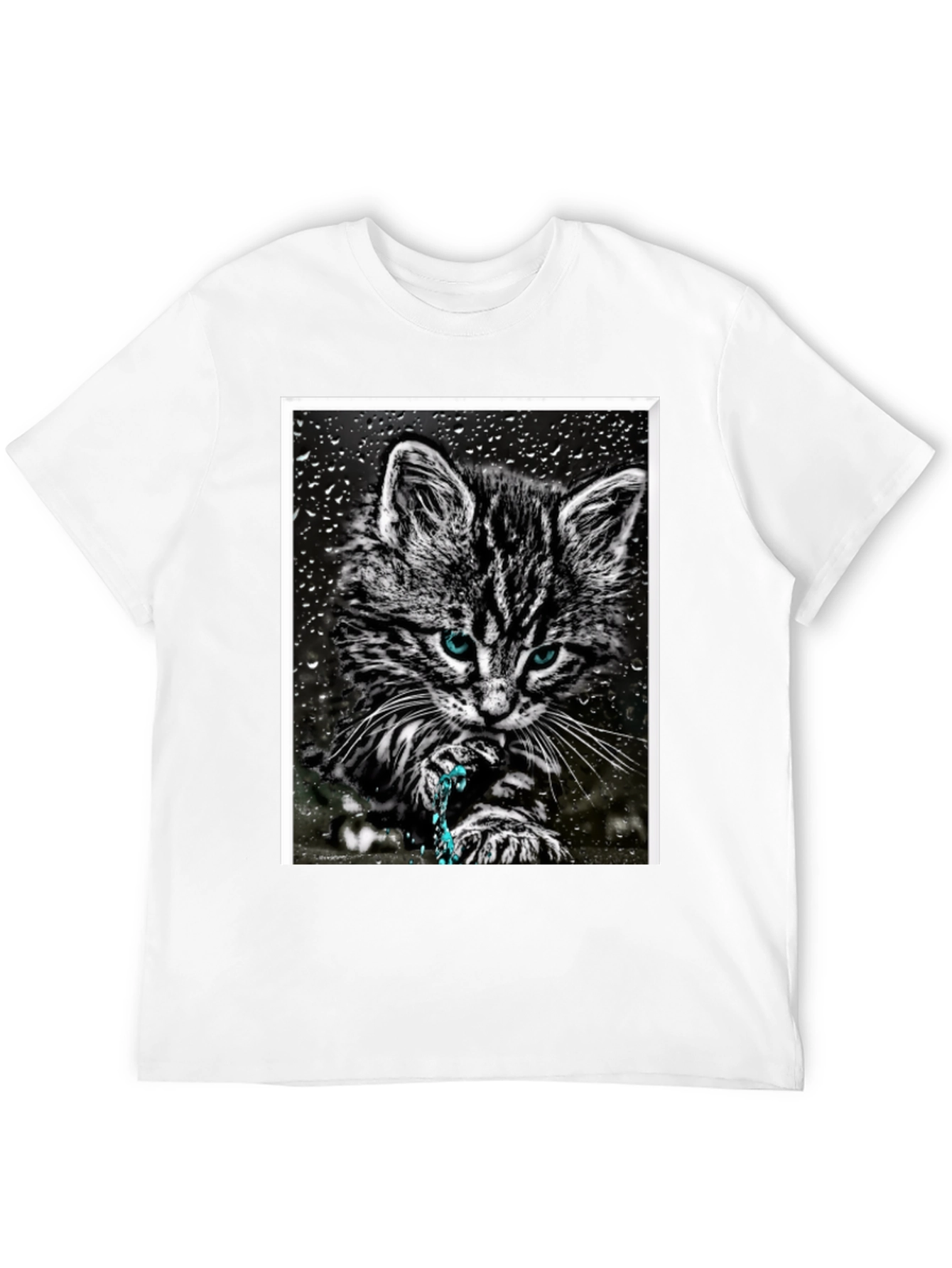Cat on Rainy Window Graphic T-Shirt