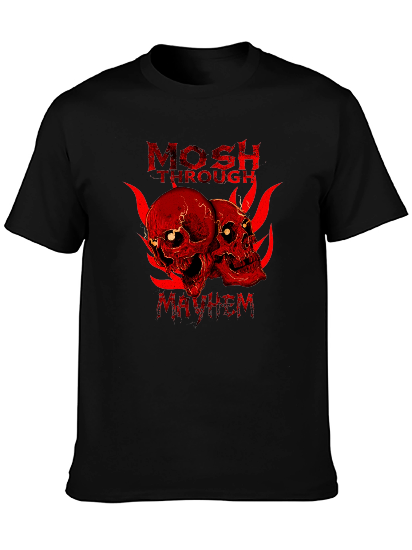 Mosh Through Mayhem Skull Graphic T-Shirt
