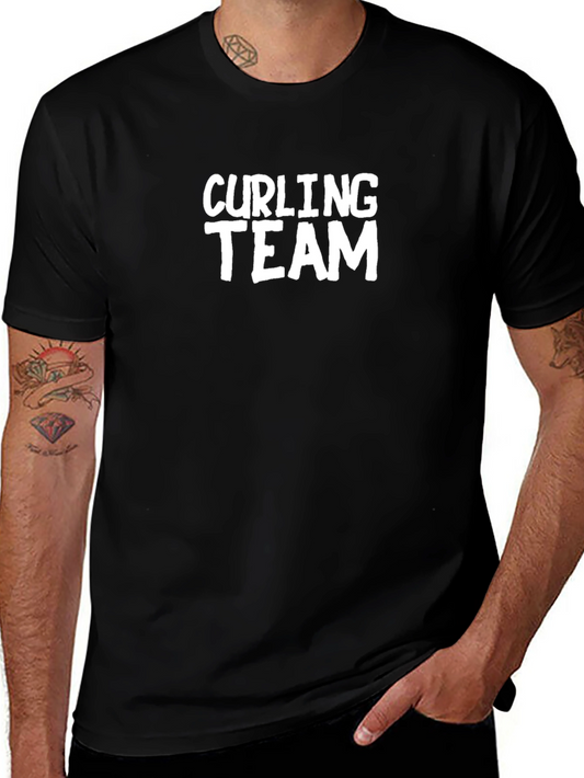 Curling Team Graphic T-Shirt - Black