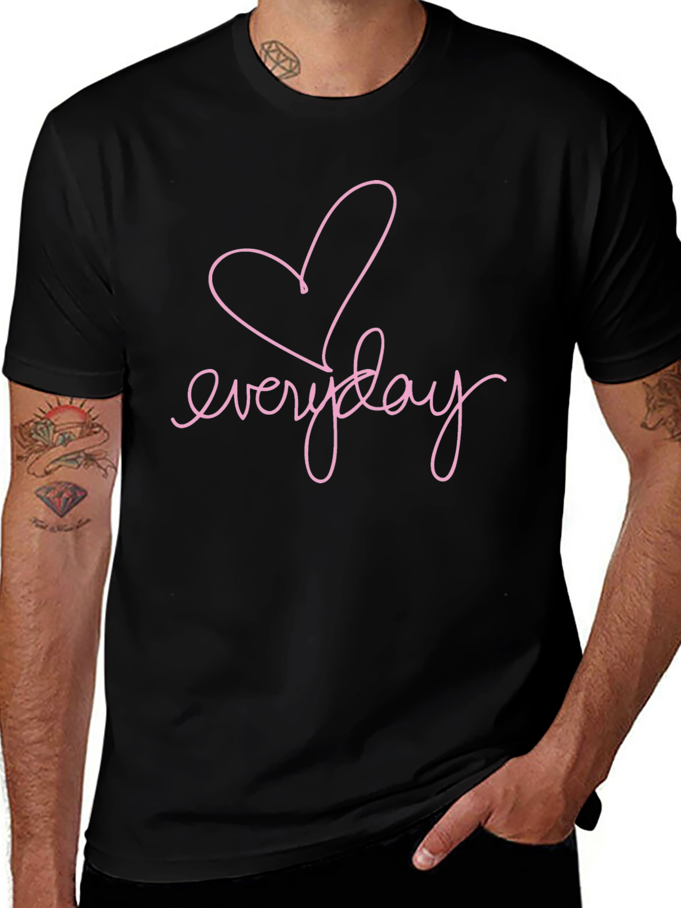 Everyday Heart Graphic Tee - Casual Black T-Shirt