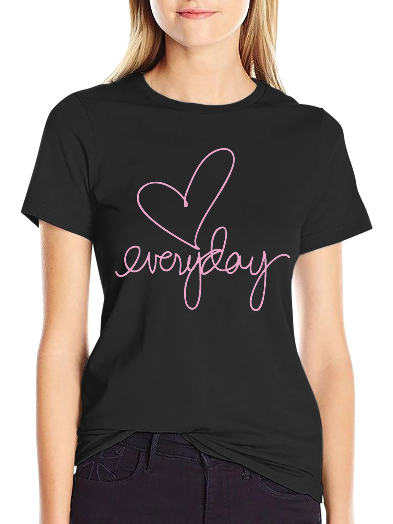 Everyday Heart Graphic Tee - Casual Black T-Shirt