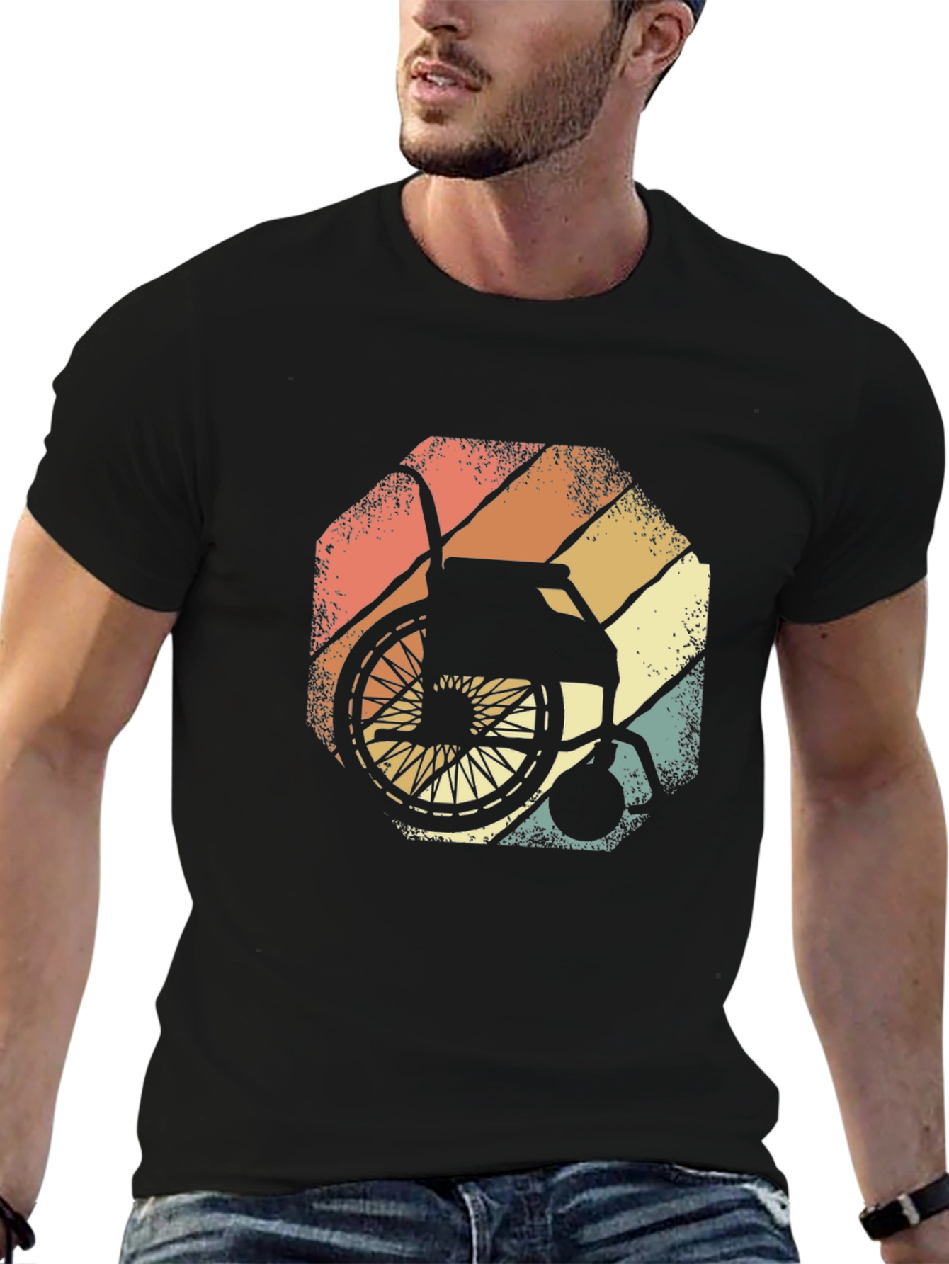 Wheelchair Sunset Graphic Tee - Black