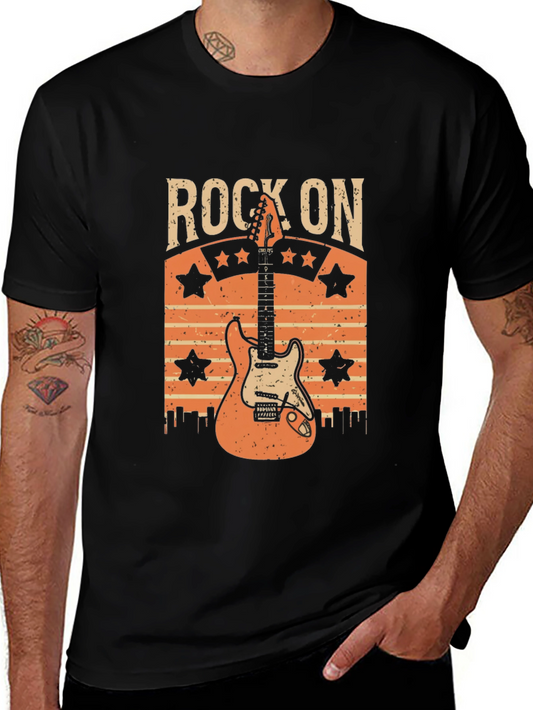 Rock On Guitar T-Shirt - Retro Style
