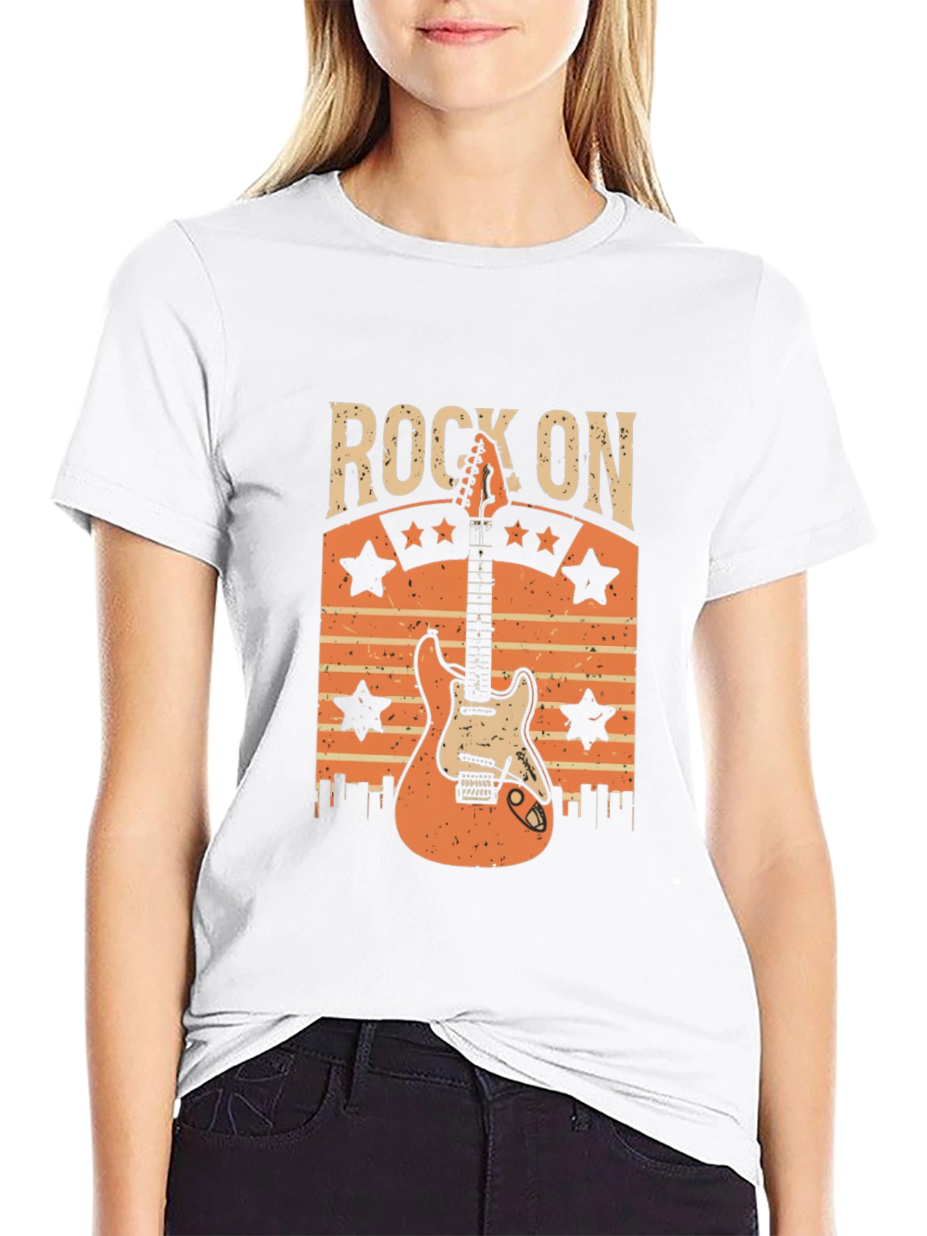 Rock On Guitar T-Shirt - Retro Style