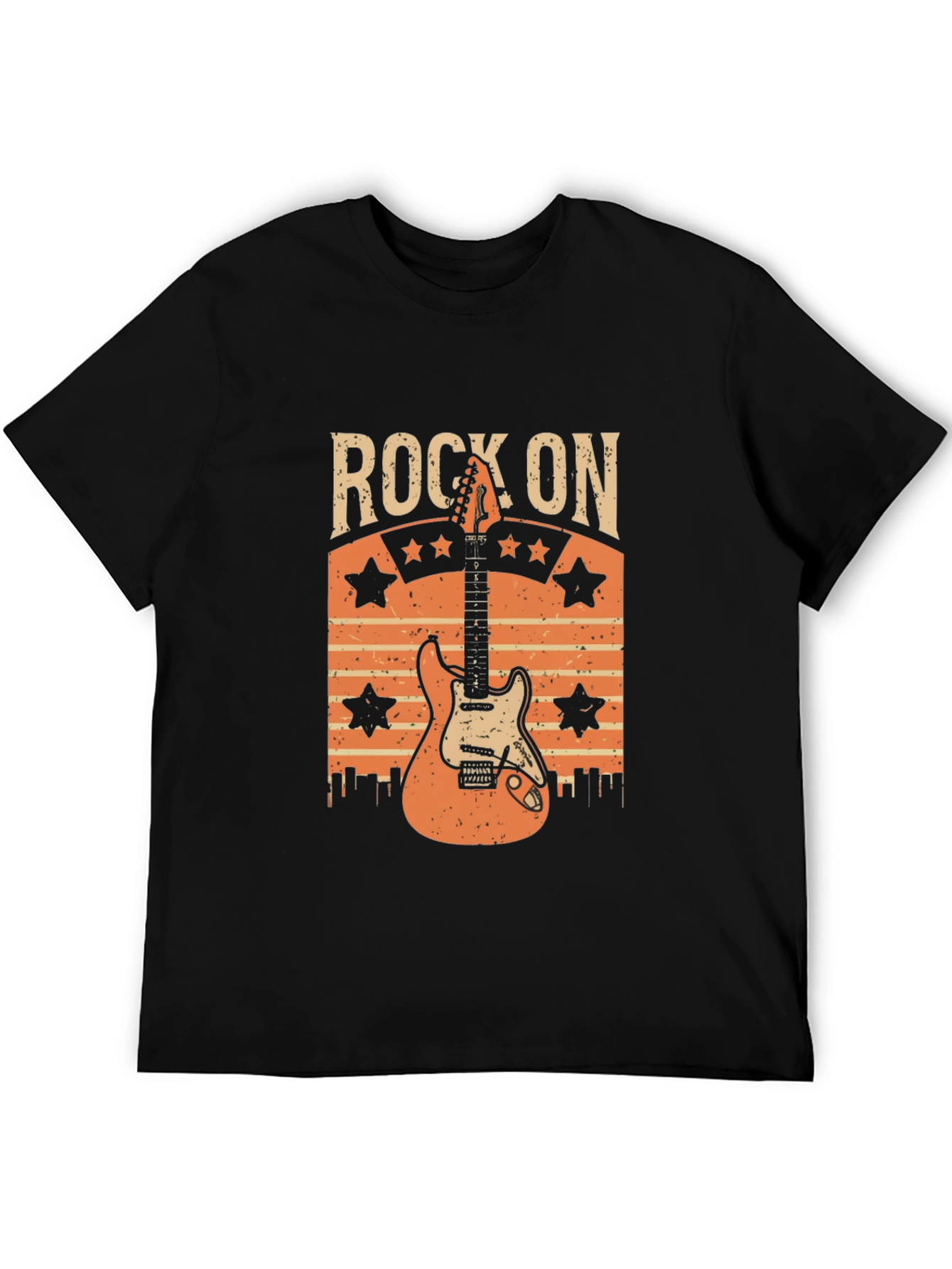 Rock On Guitar T-Shirt - Retro Style