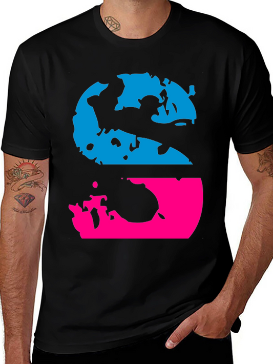 Retro S Graphic Tee - Black Crew Neck T-Shirt