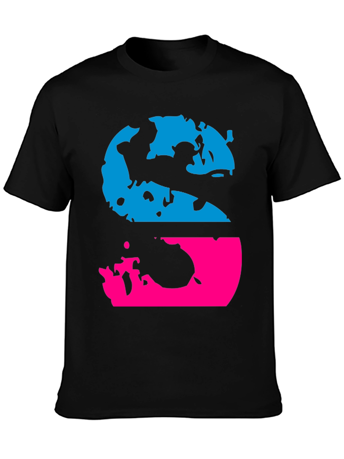 Retro S Graphic Tee - Black Crew Neck T-Shirt