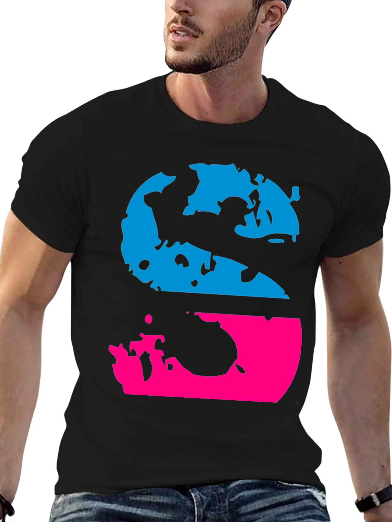 Retro S Graphic Tee - Black Crew Neck T-Shirt