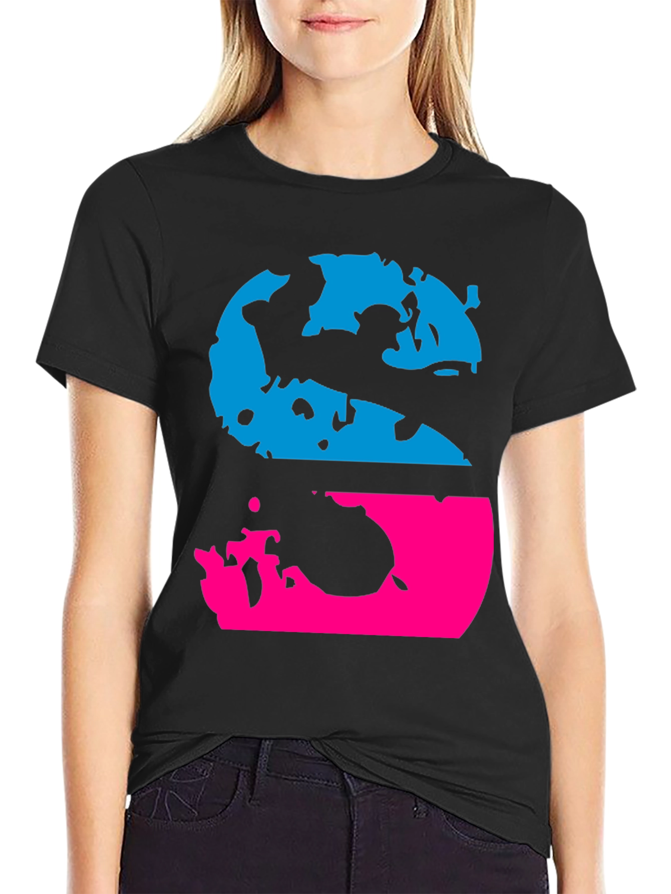 Retro S Graphic Tee - Black Crew Neck T-Shirt