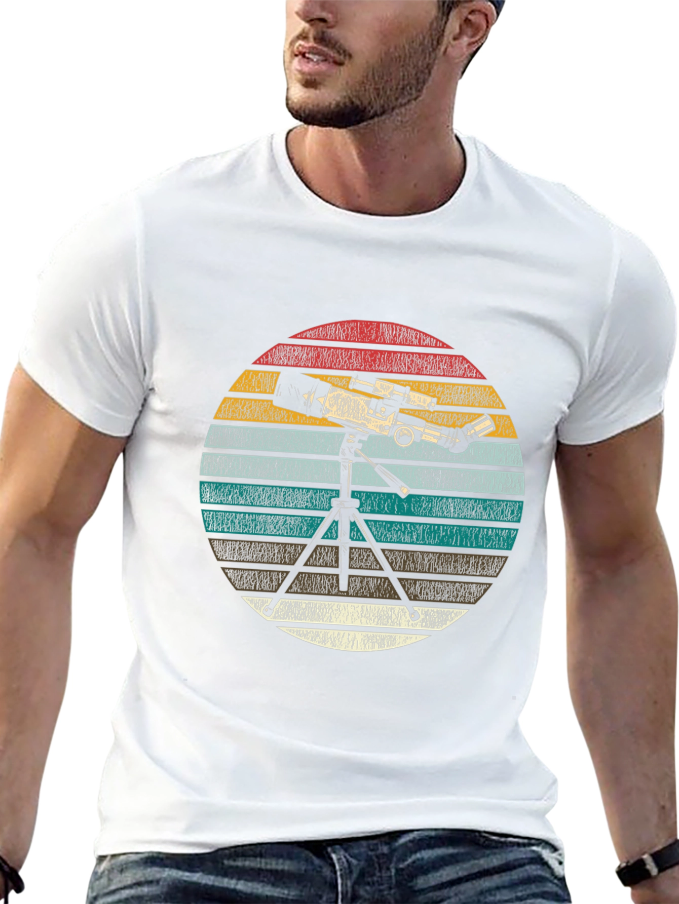 Telescope Graphic Print Tee - Astronomy Lover Gift