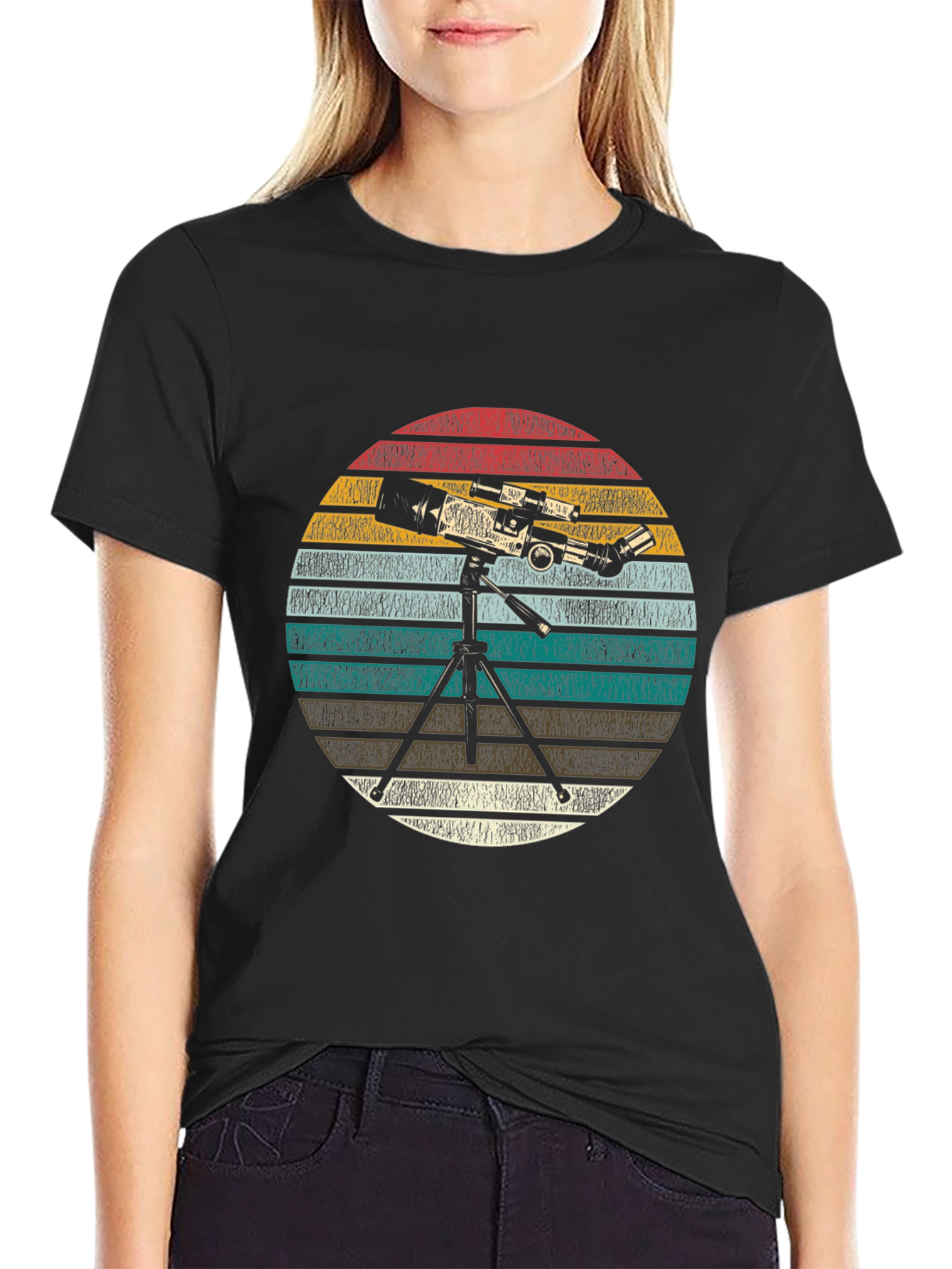Telescope Graphic Print Tee - Astronomy Lover Gift