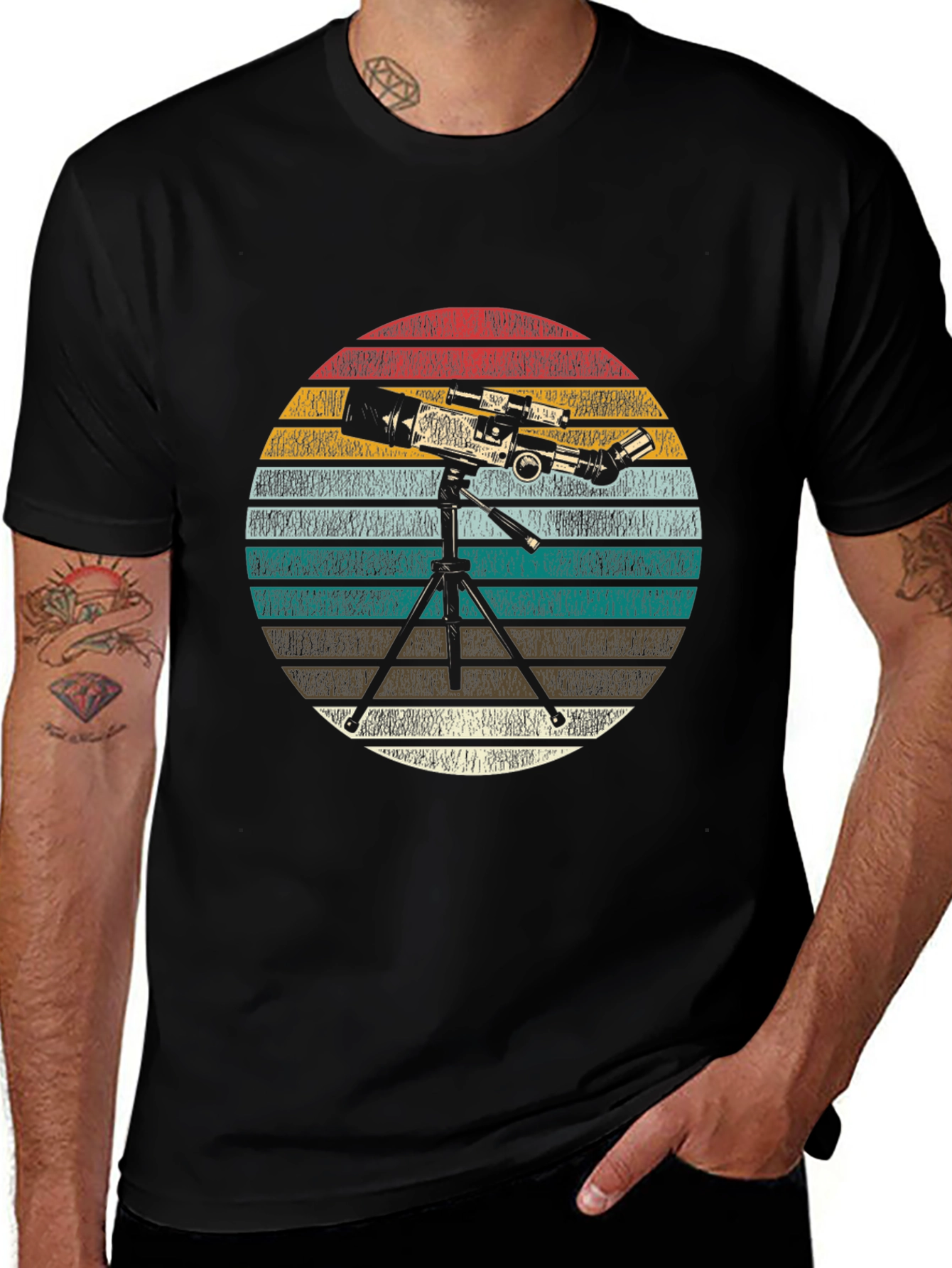 Telescope Graphic Print Tee - Astronomy Lover Gift