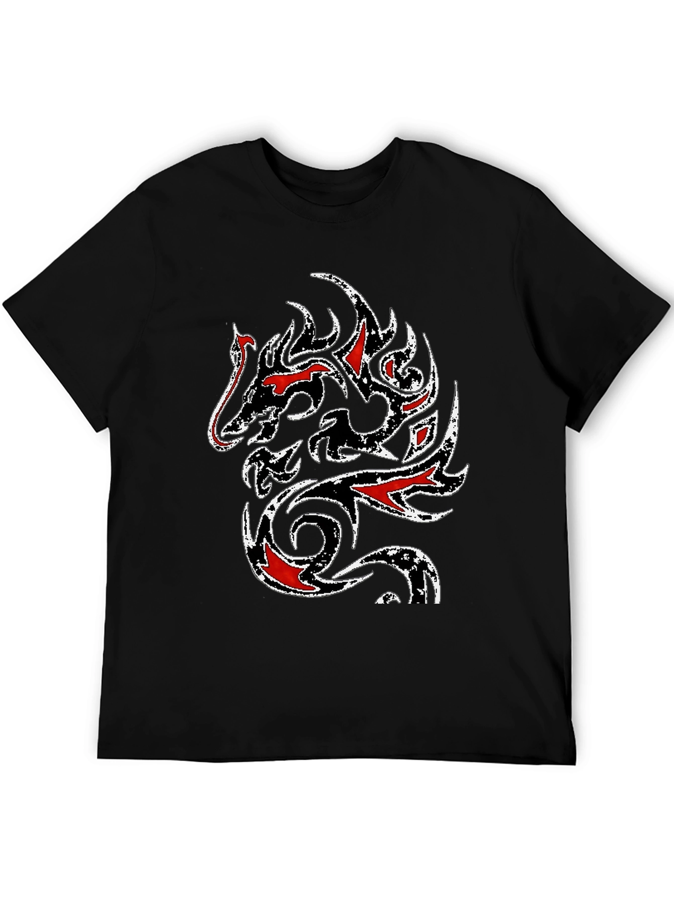 Tribal Dragon Graphic T-Shirt - Black