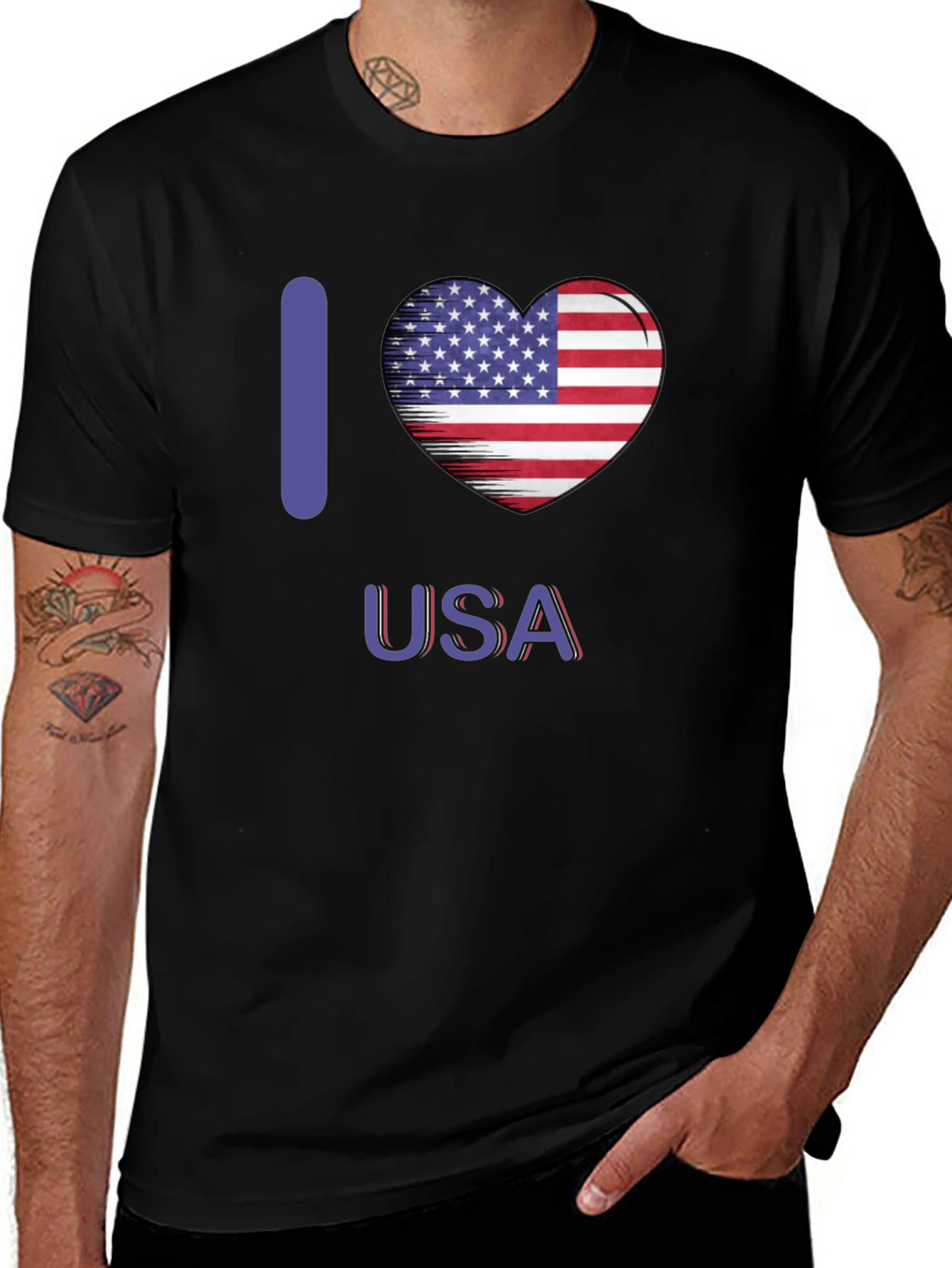 I Heart USA Patriotic Graphic T-Shirt