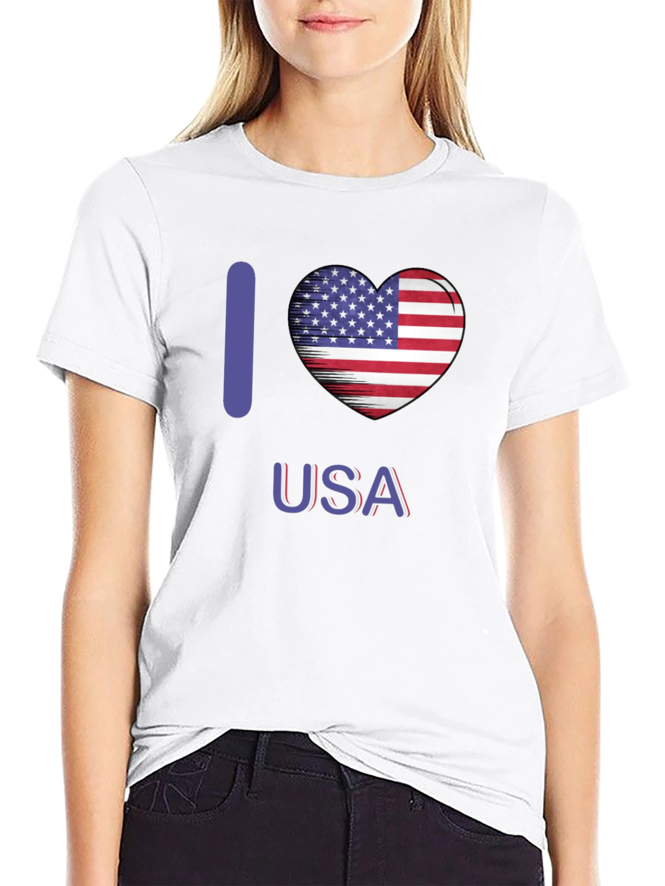 I Heart USA Patriotic Graphic T-Shirt