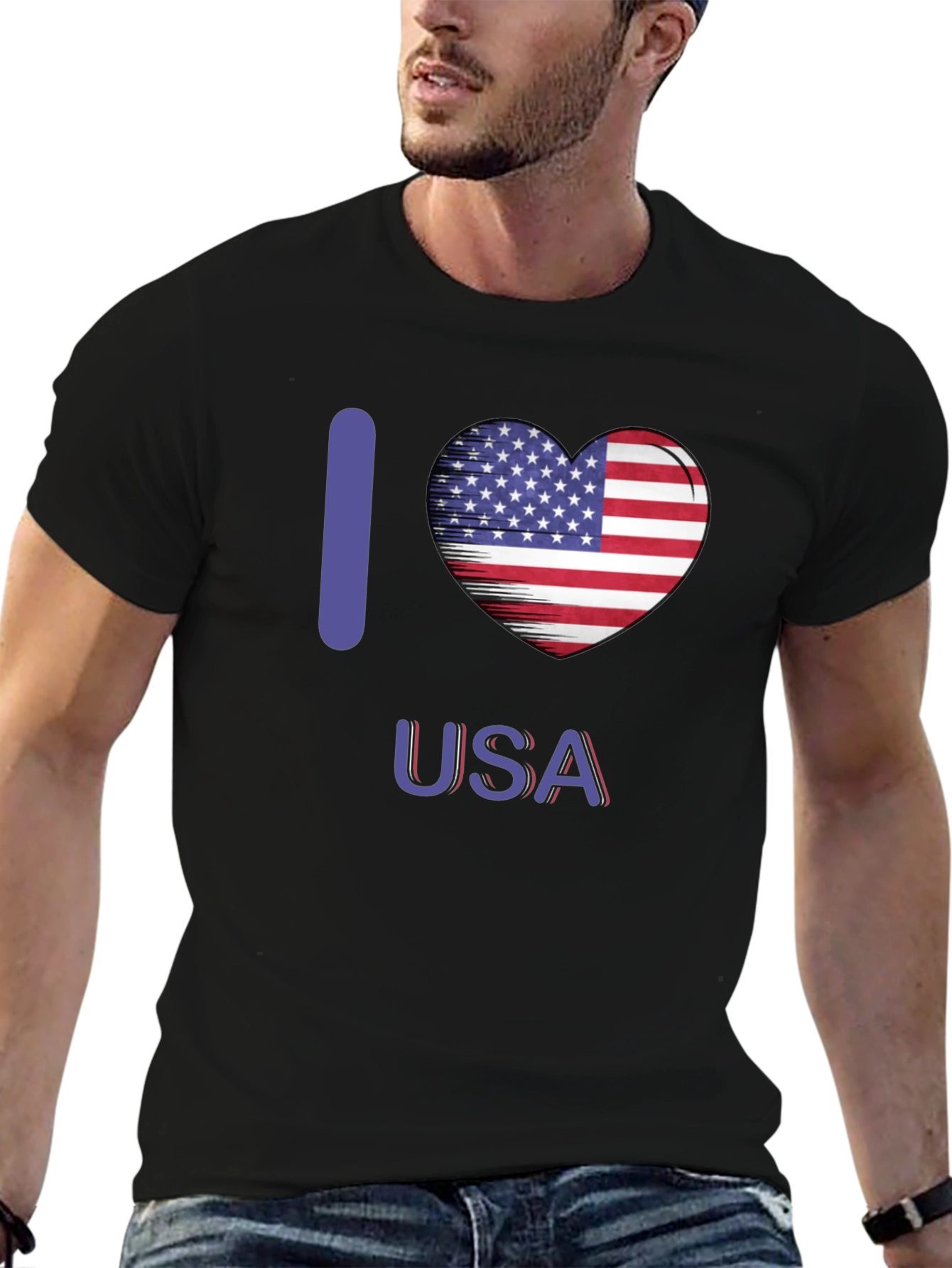 I Heart USA Patriotic Graphic T-Shirt