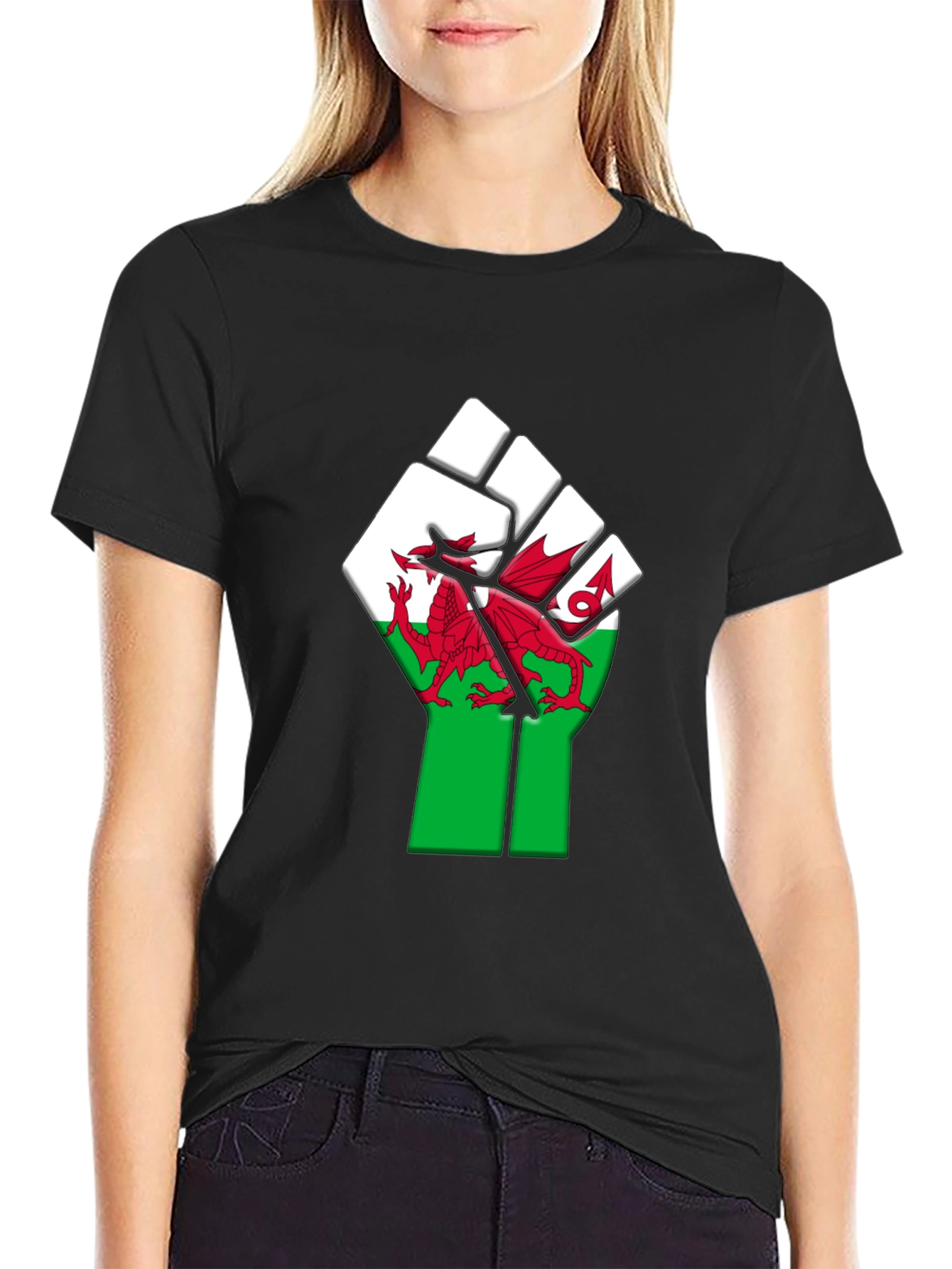 Welsh Pride Fist T-Shirt - Red Dragon Design