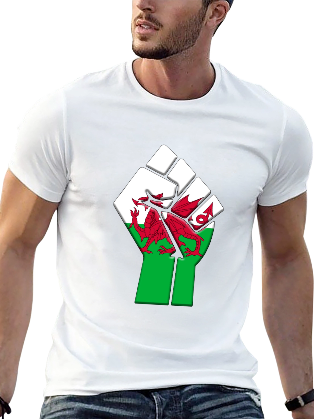 Welsh Pride Fist T-Shirt - Red Dragon Design