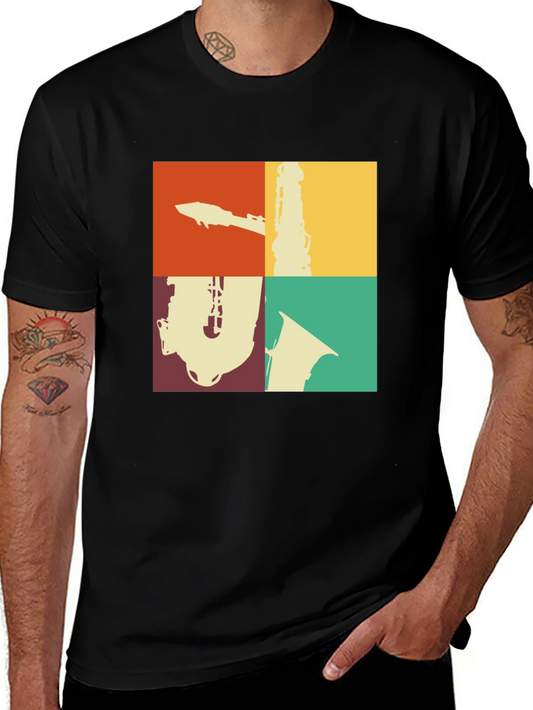 Retro Music T-Shirt: Saxophone Clarinet Design