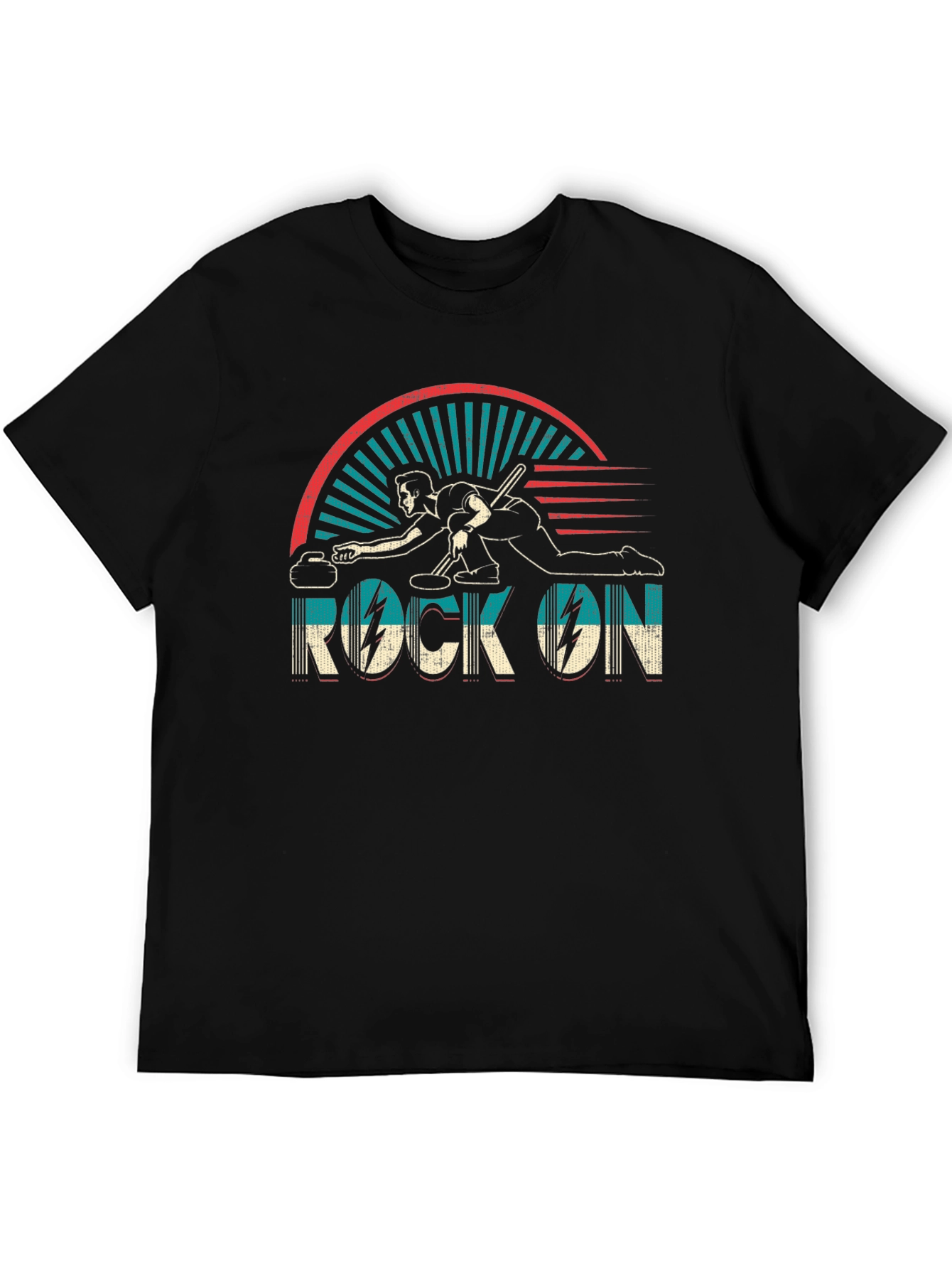 Rock On Curling T-Shirt - Retro Design