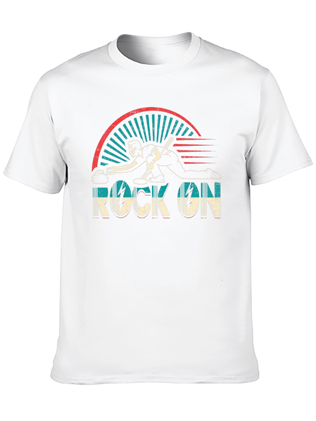 Rock On Curling T-Shirt - Retro Design