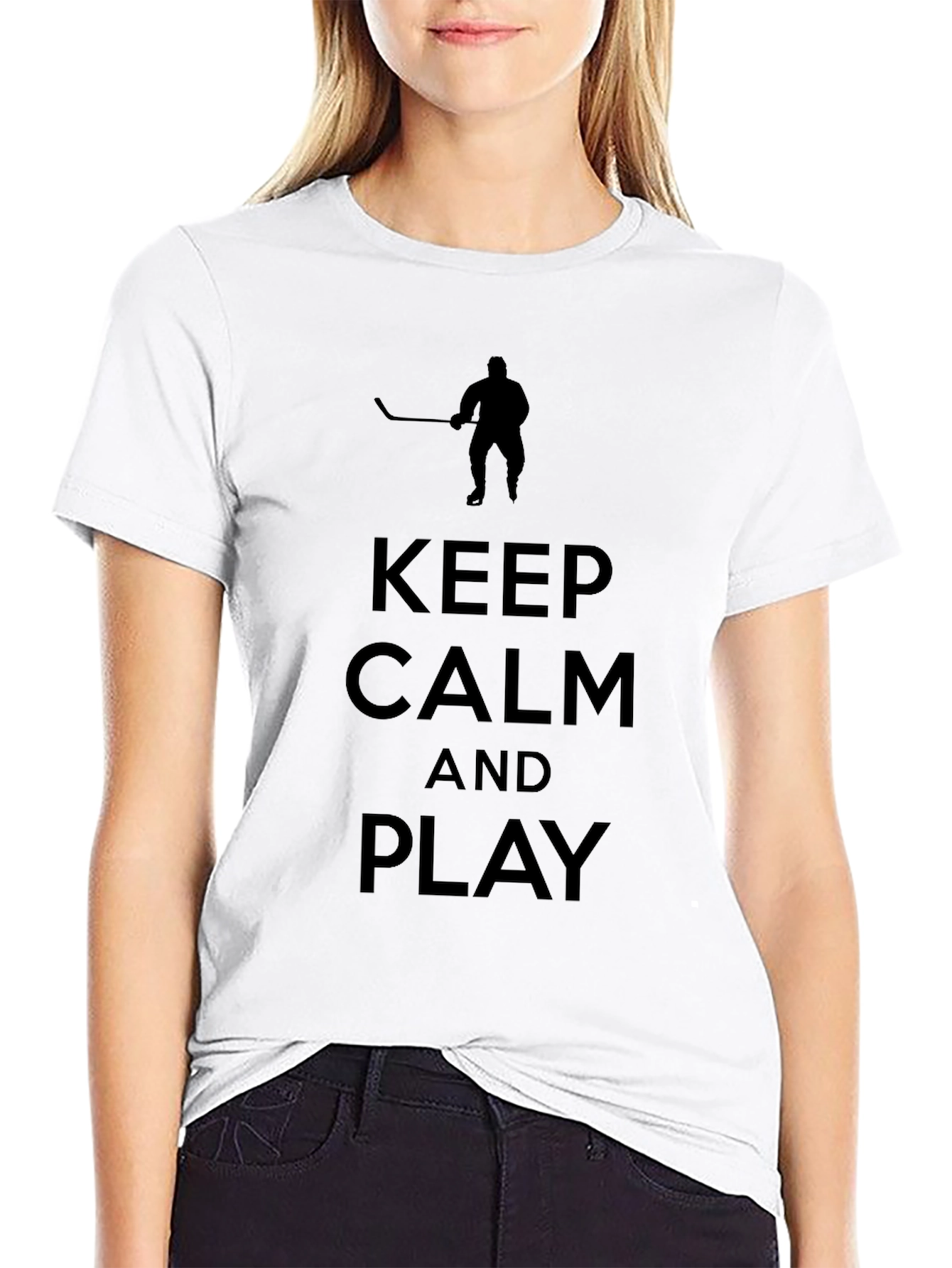 Keep Calm and Play Hockey Black T-Shirt
