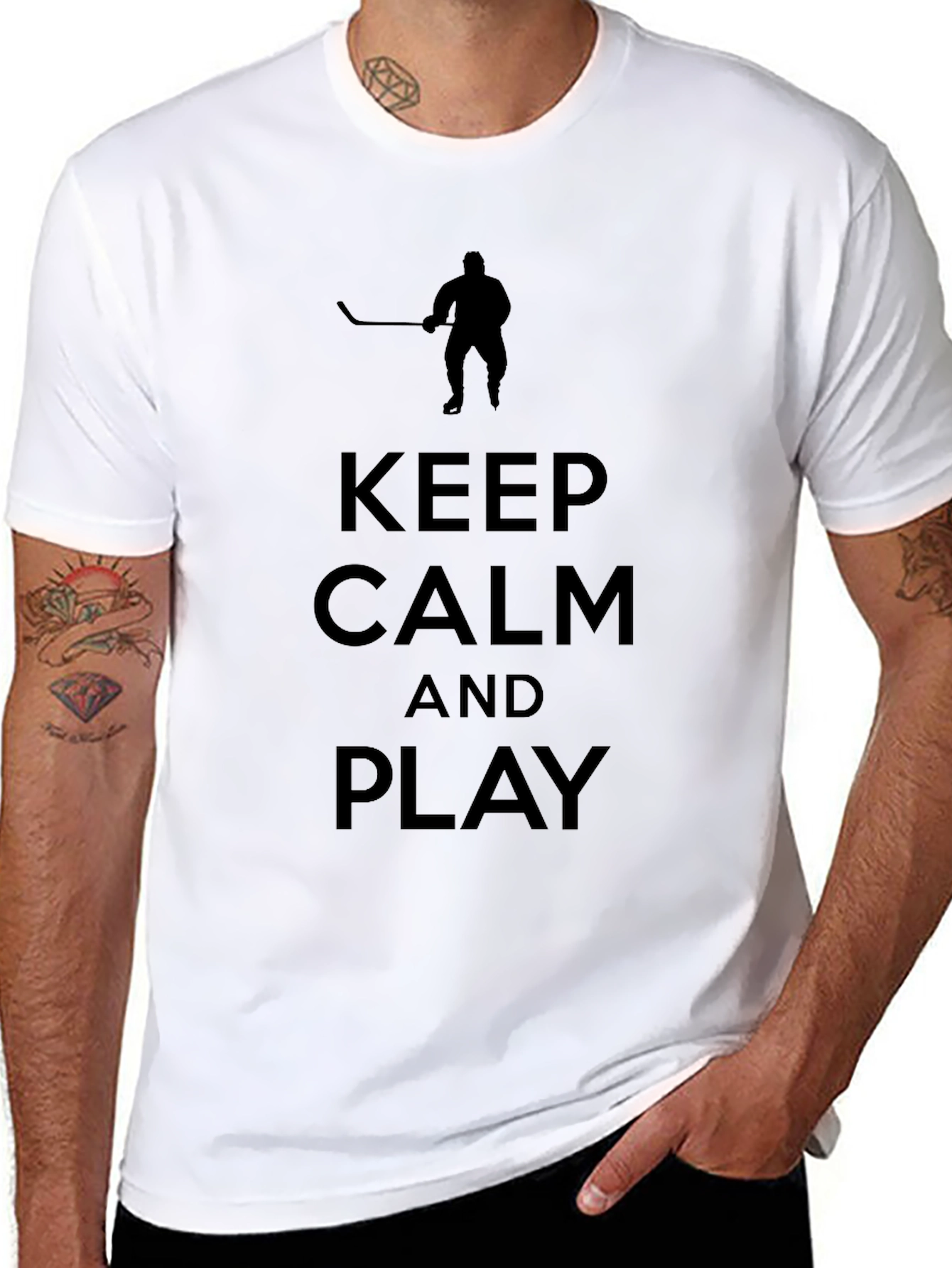 Keep Calm and Play Hockey Black T-Shirt