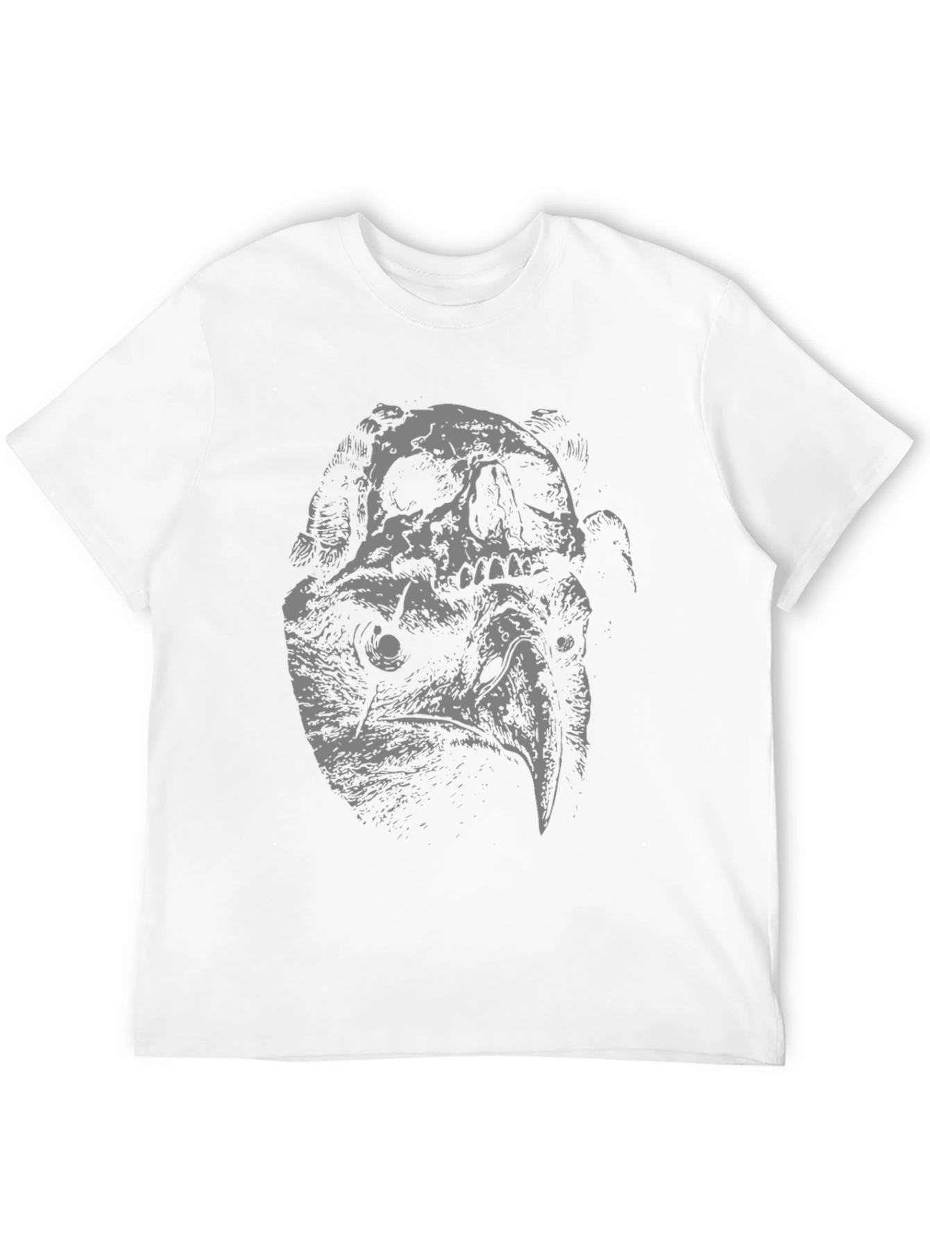 Skull Vulture Graphic Print Black T-Shirt