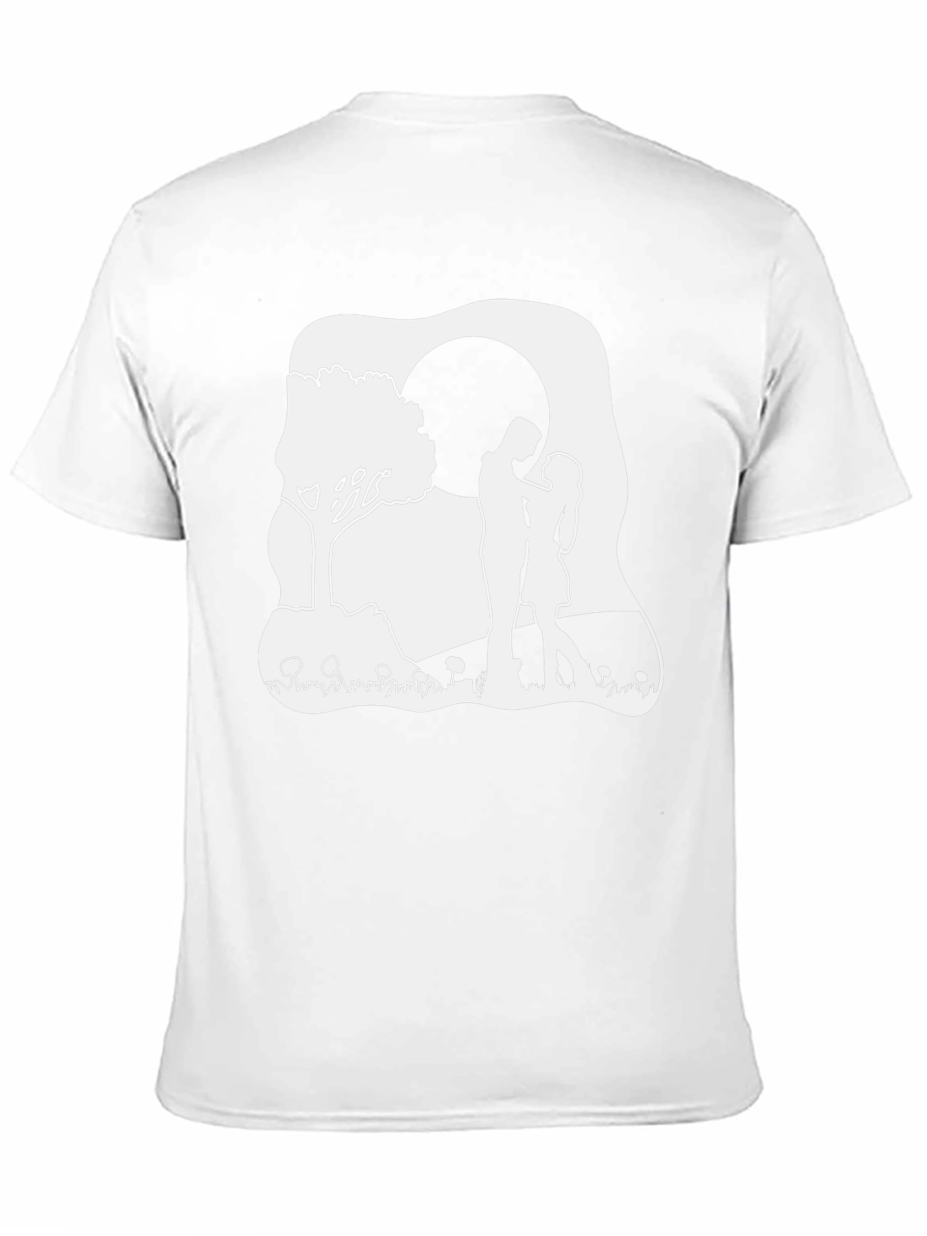 Romantic Couple Moon Tree Black T-Shirt