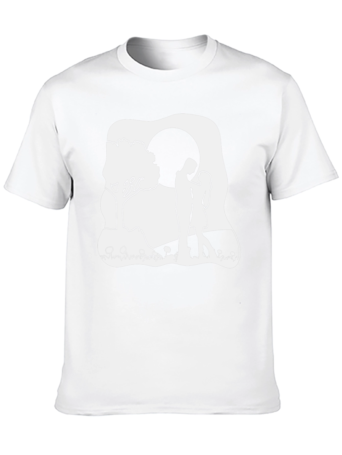 Romantic Couple Moon Tree Black T-Shirt