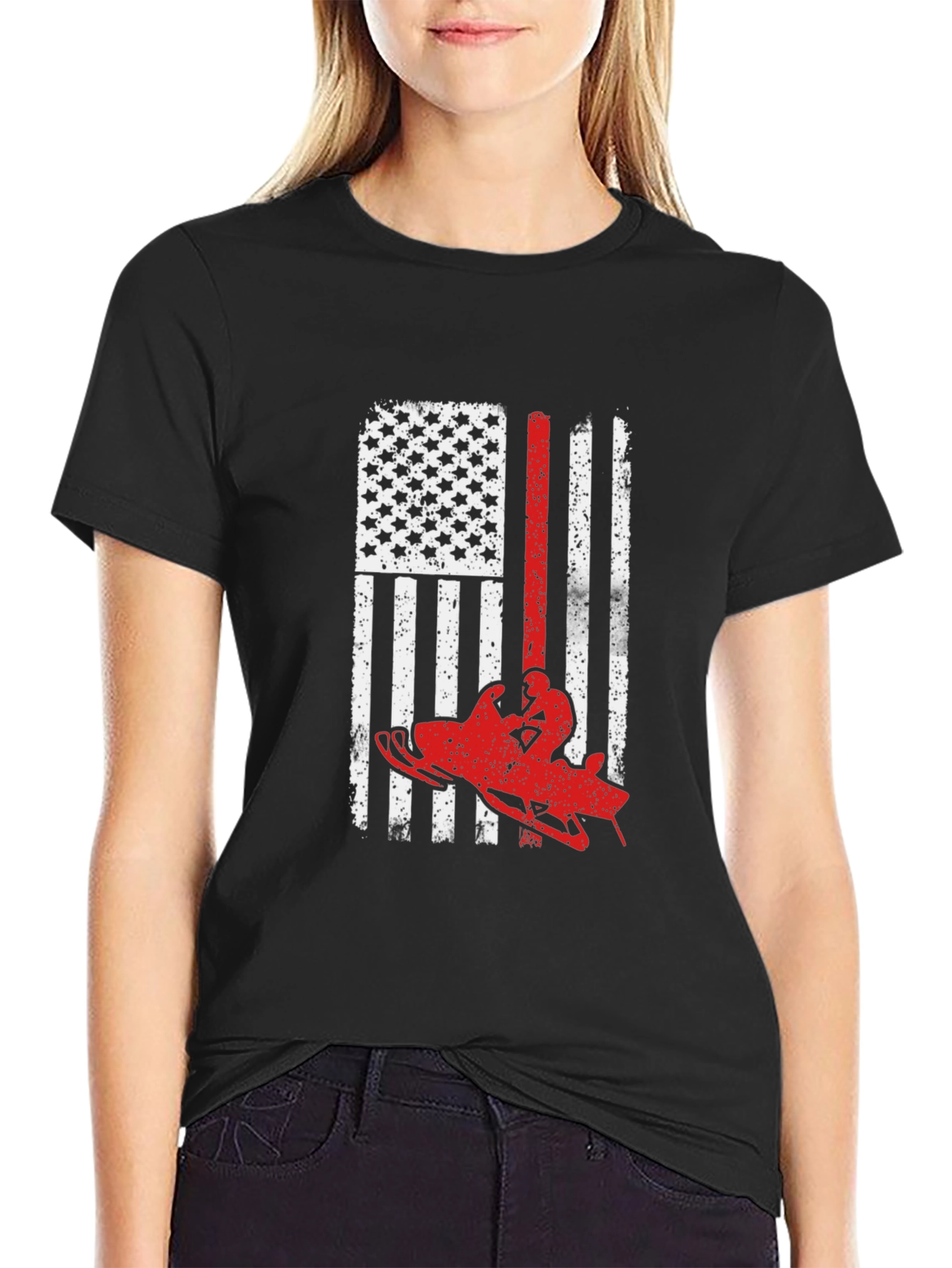 American Flag Snowmobile T-Shirt
