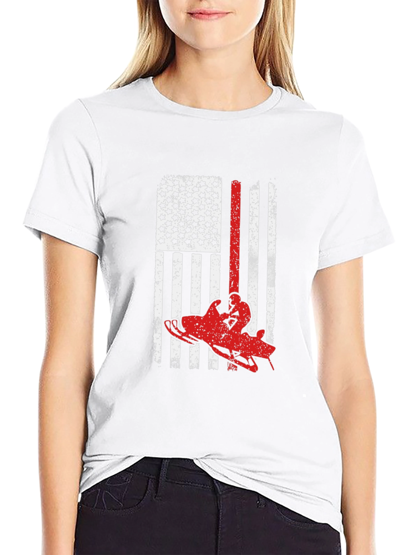 American Flag Snowmobile T-Shirt