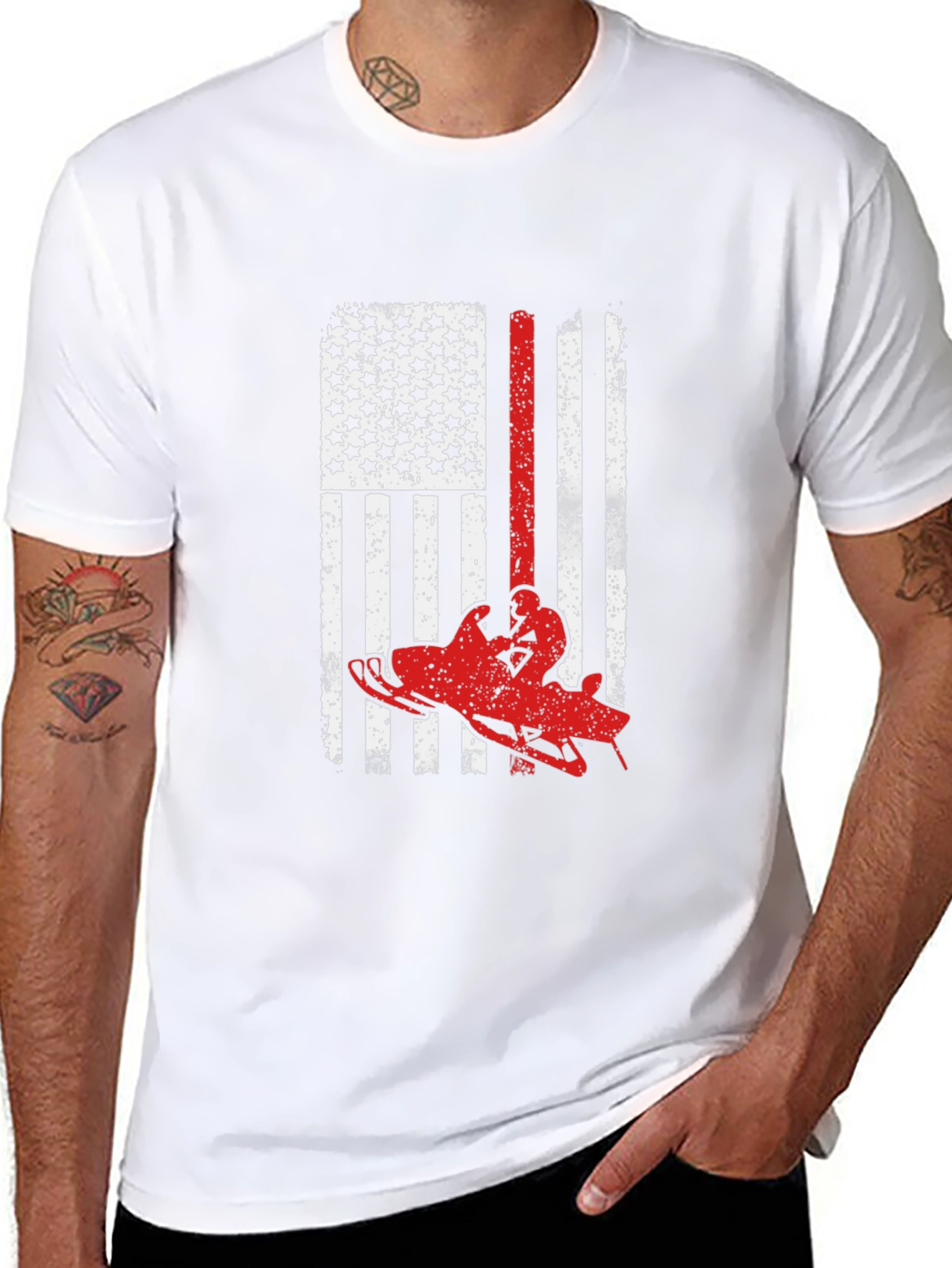 American Flag Snowmobile T-Shirt